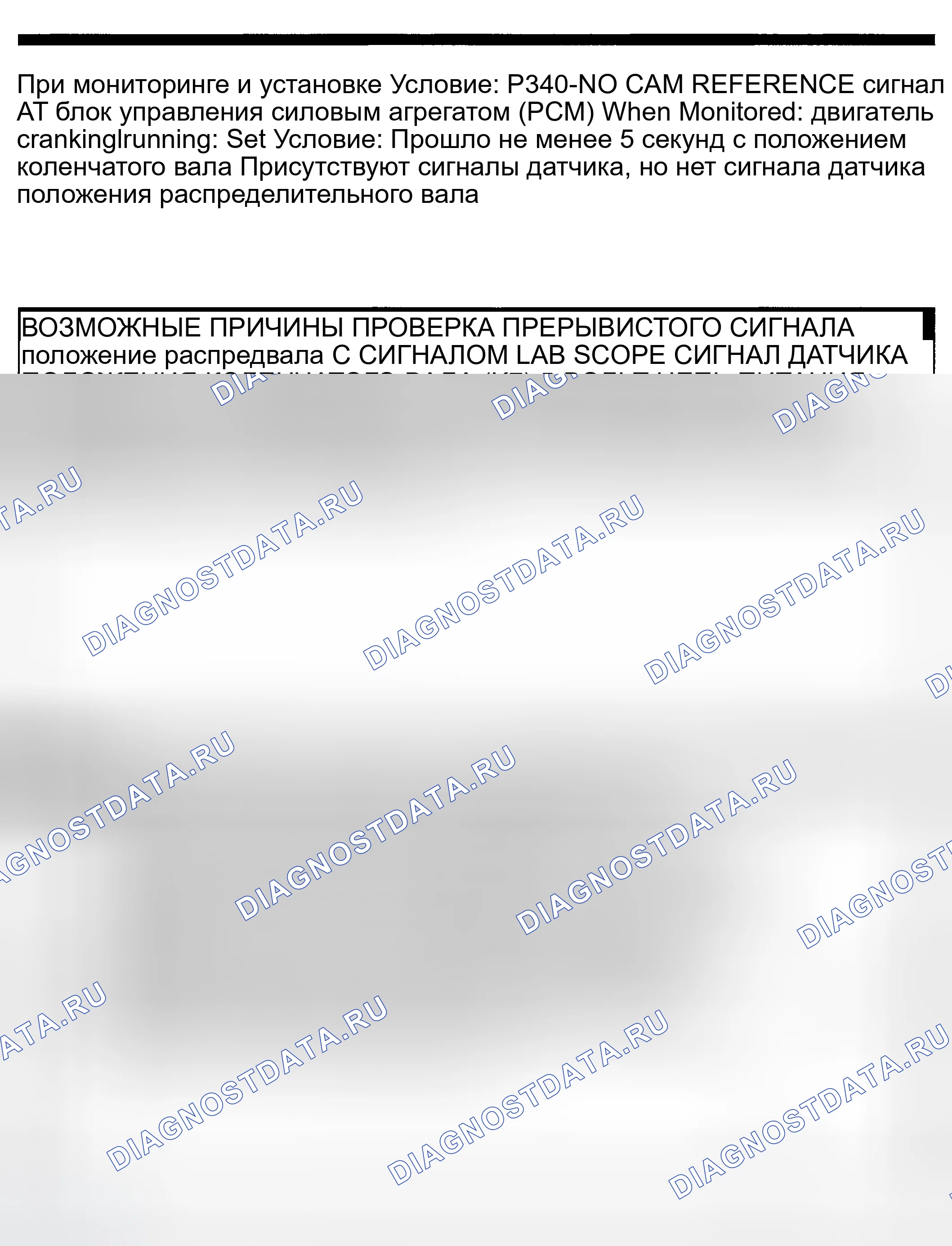 Рис. 191: расшифровка кода ошибки P0340: NO CAM сигнал AT блок управления силовым агрегатом (PCM) (блок управления силовым агрегатом). Dodge Pickup R1500 