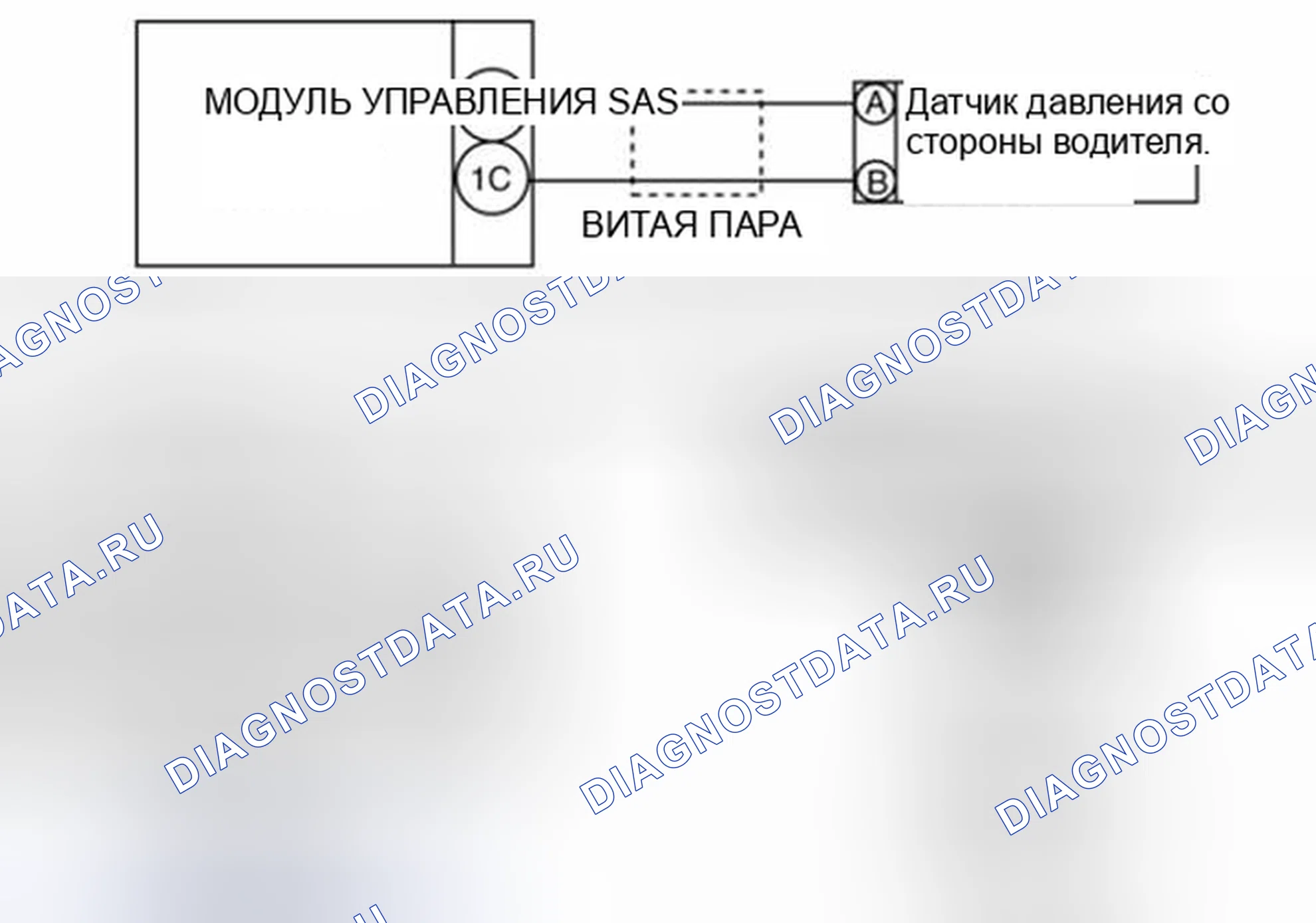 Рис. 215: Схема подключения датчика давления со стороны водителя и модуля управления SAS. Mazda 3 BL рестайлинг