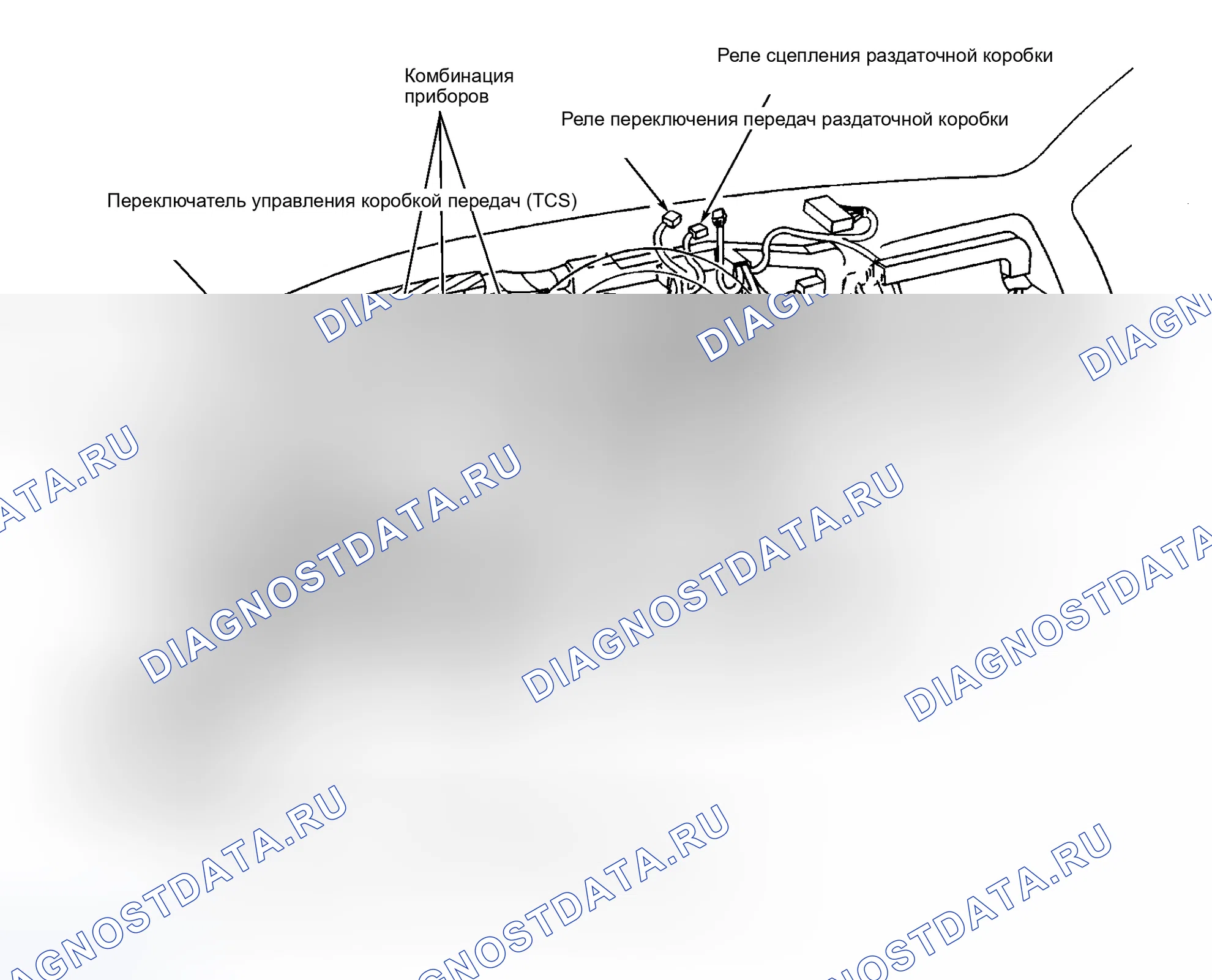 Рис. 1: ТЕСТ A: ИНДИКАТОР A4wd МИГАЕТ ПРИ ВКЛЮЧЕННОМ РЕЖИМЕ. Hyundai Lantra II
