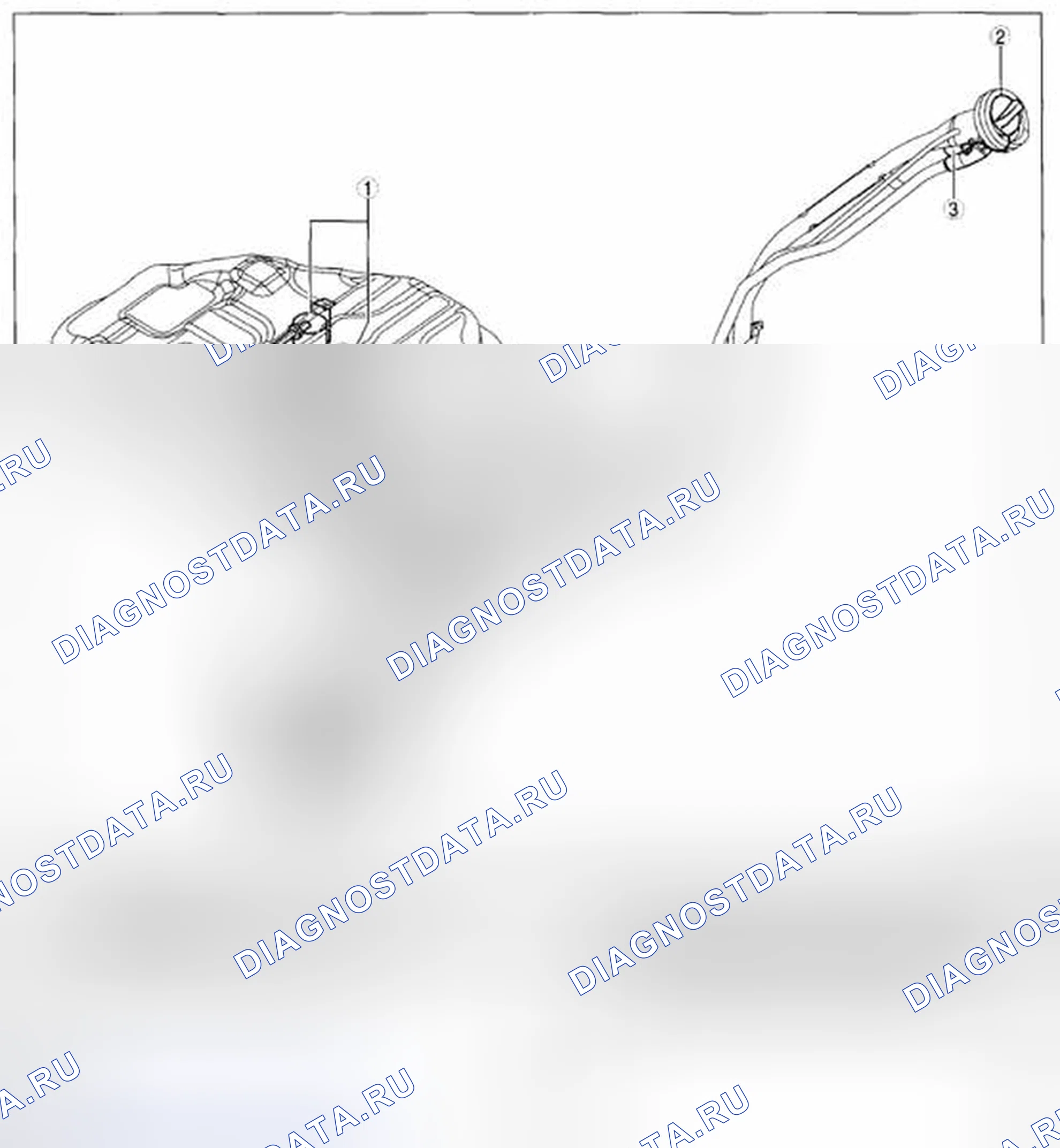 Рис. 21: Определение местоположения компонентов со стороны топливного бака (2WD) (за исключением США и Канады). Mazda CX-5 I