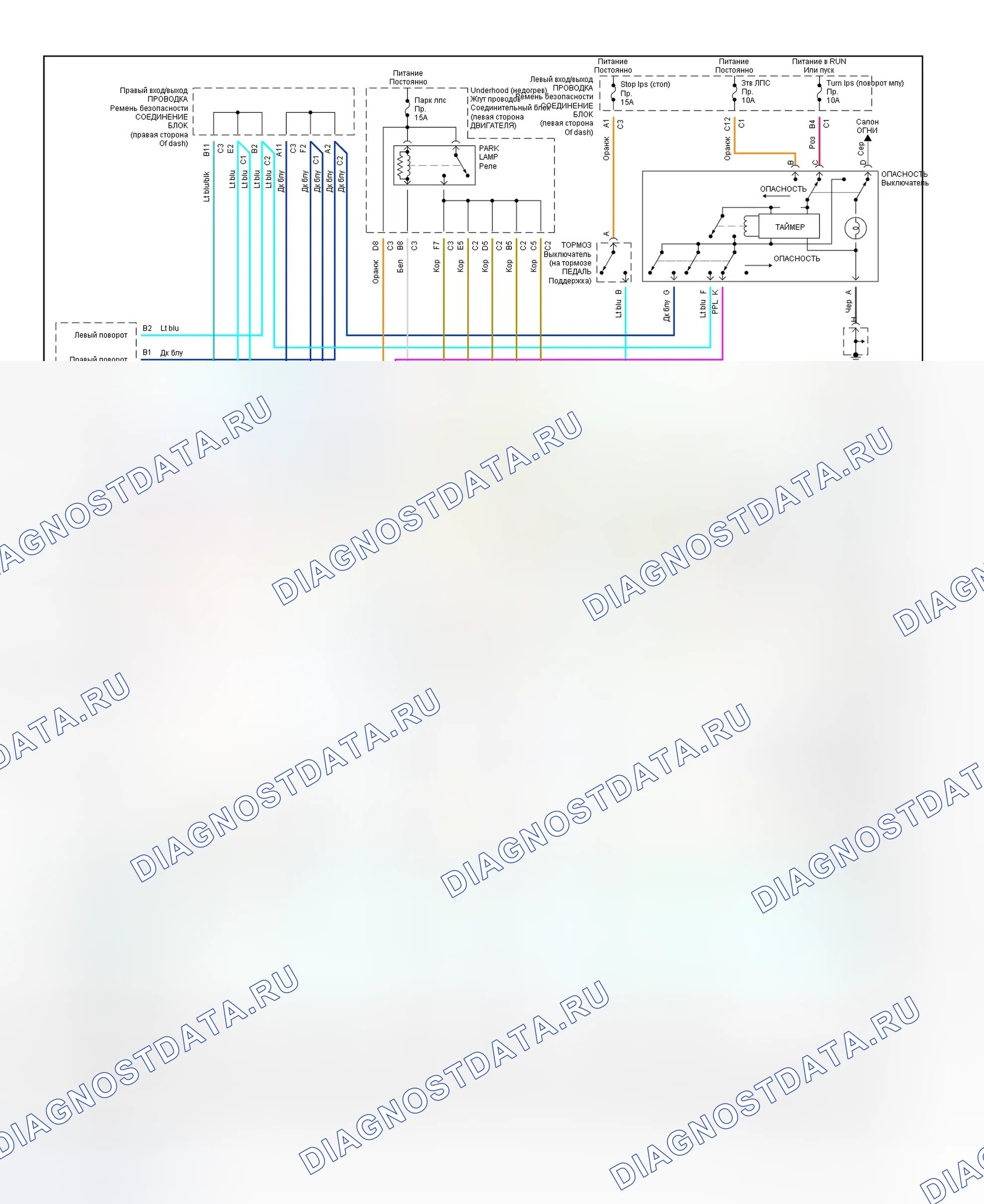 Рис. 3: Схема подключения внешнего освещения. Chevrolet Malibu V
