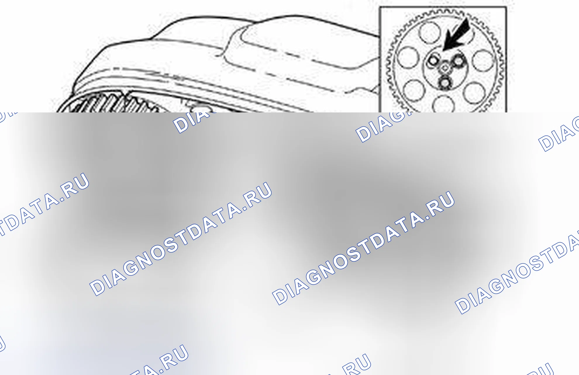 Рис. 123: Блок ВВТ / шкив шестерни ГРМ, затяжка. Volvo S40 I рестайлинг
