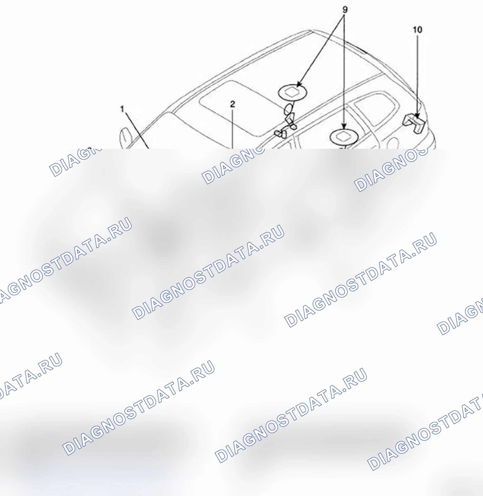 Рис. 1: РАСПОЛОЖЕНИЕ КОМПОНЕНТОВ. Hyundai Santa Fe II