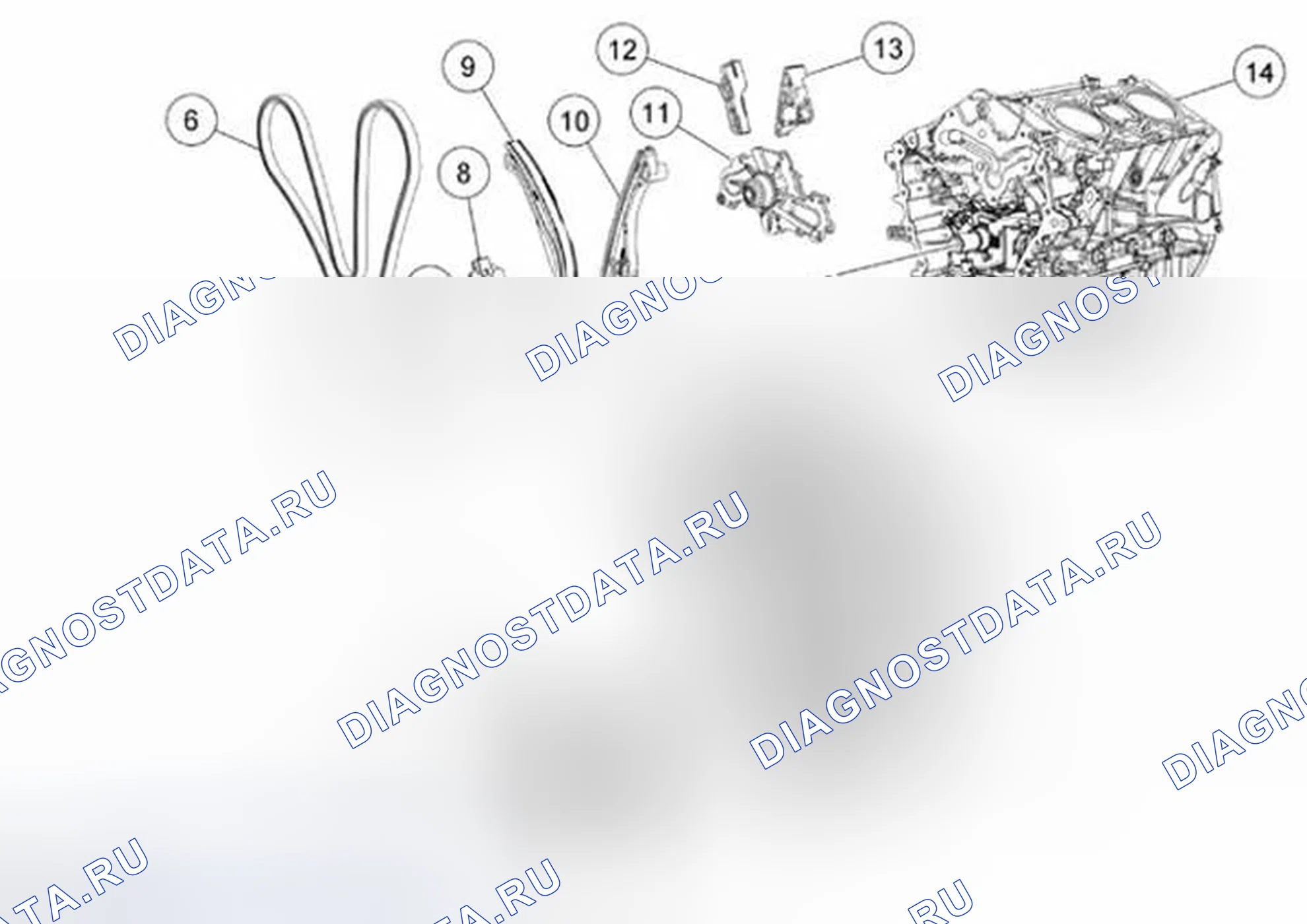 Рис. 273: Передняя часть двигателя. Ford Edge I рестайлинг