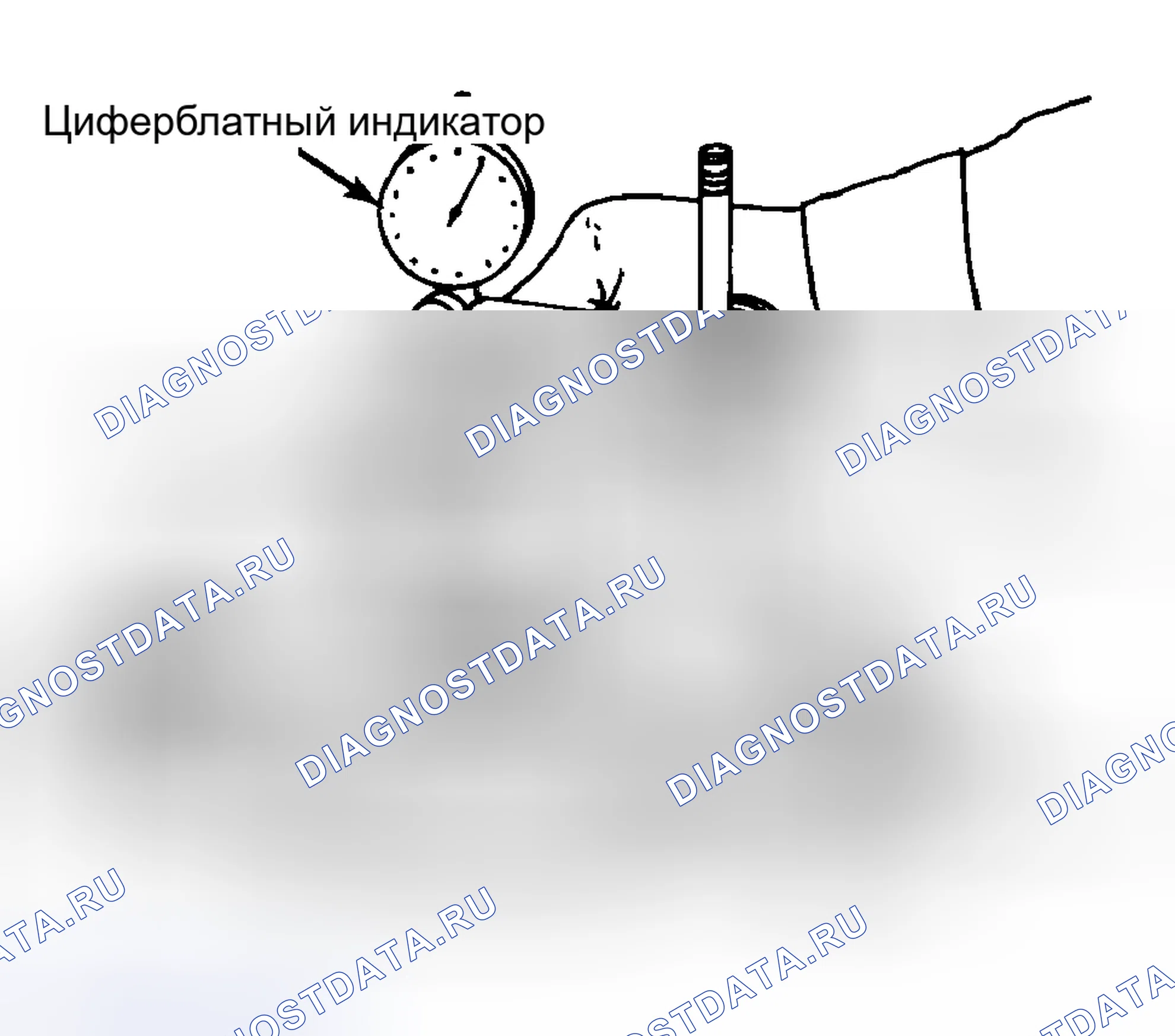 Рис. 11: Использование циферблатного индикатора для определения толщины прокладки предварительной нагрузки шестерни. Volkswagen Golf Mk2
