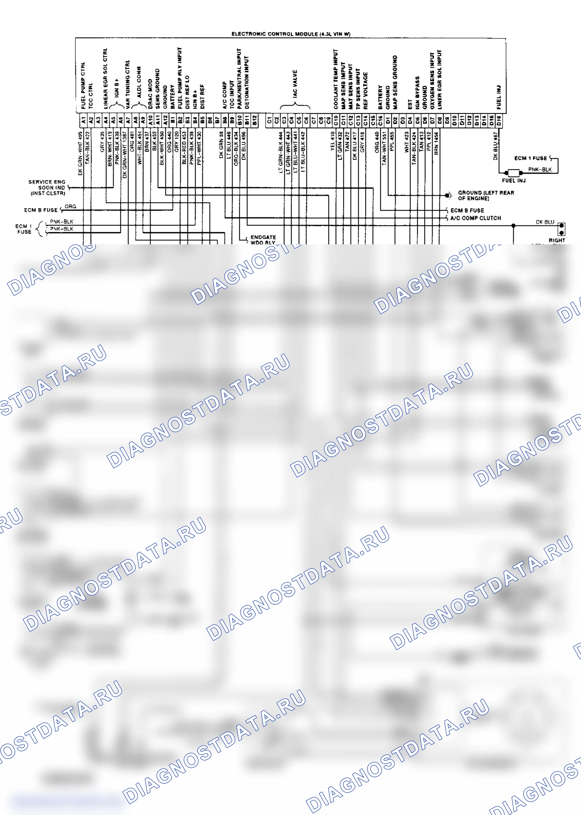 Wiring Diagram (Bravada 4.3L CPI). GMC Pickup C2500 