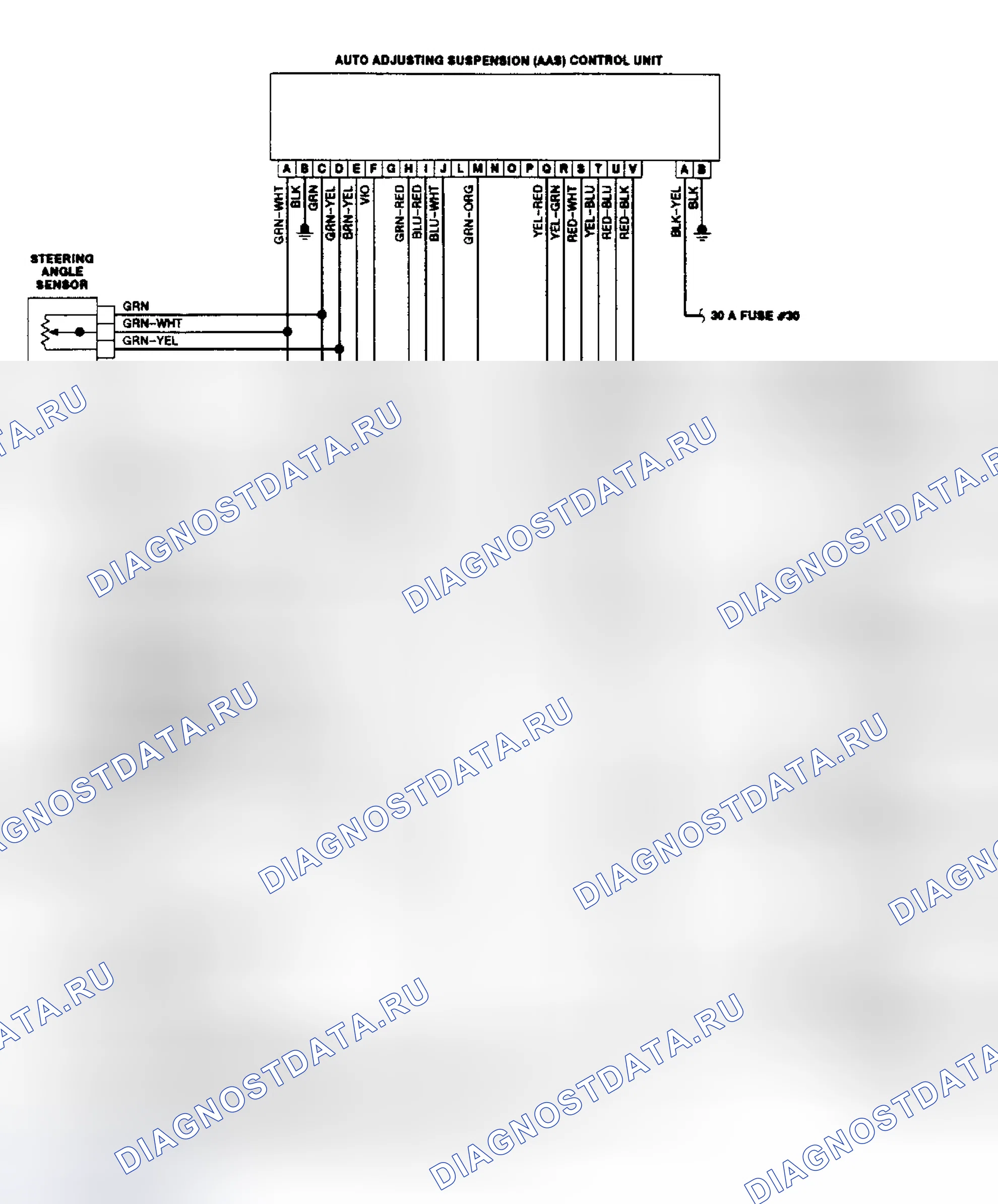 Рис. 8: Схема подключения автоматической регулировки подвески Mazda 929 (AAS). Mazda 929 HC
