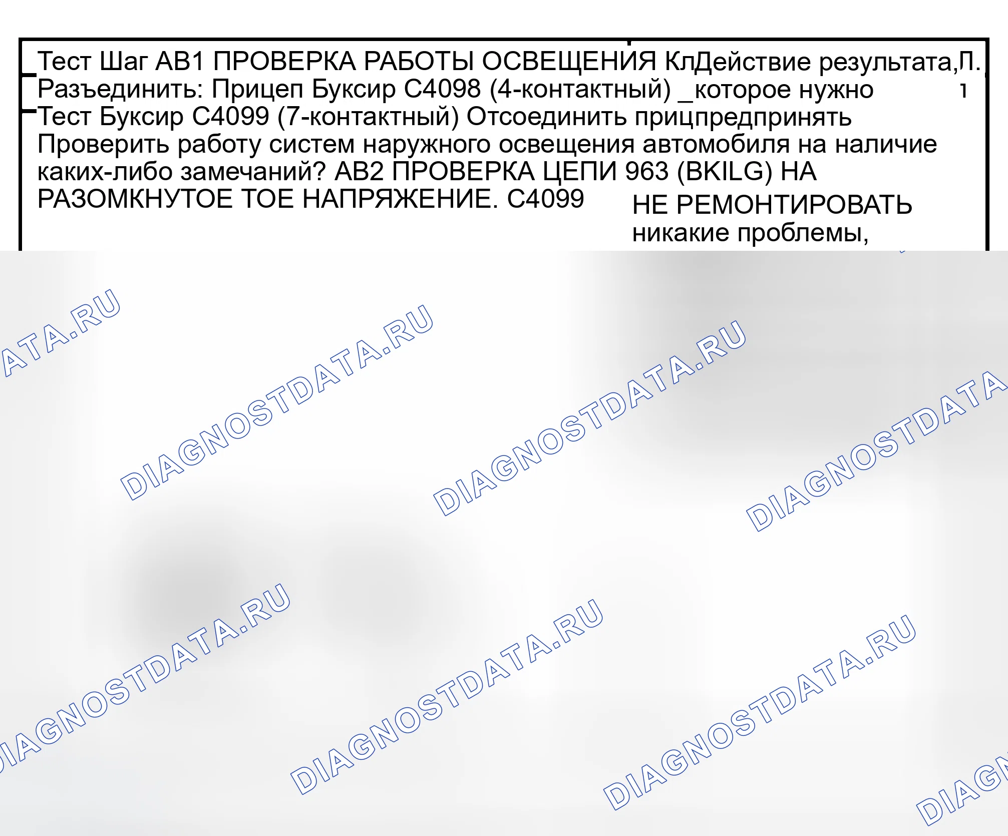Рис. 34: ТОЧЕЧНОЕ ИСПЫТАНИЕ AB: ОГНИ ПРИЦЕПА НЕ РАБОТАЮТ - ОГНИ ЗАДНЕГО ХОДА ПРИЦЕПА. Ford Expedition II