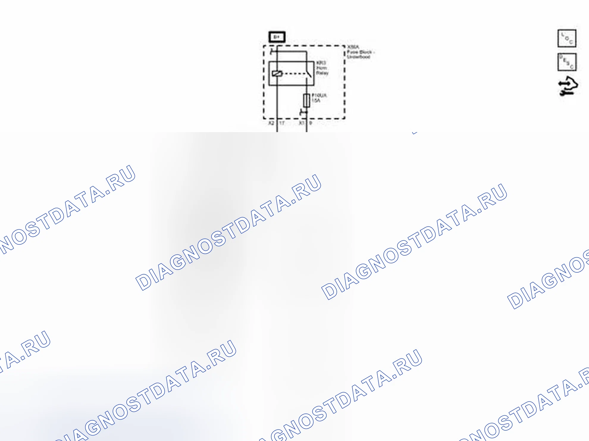 Рис. 1: Схема проводки звукового сигнала. Chevrolet Spark M300