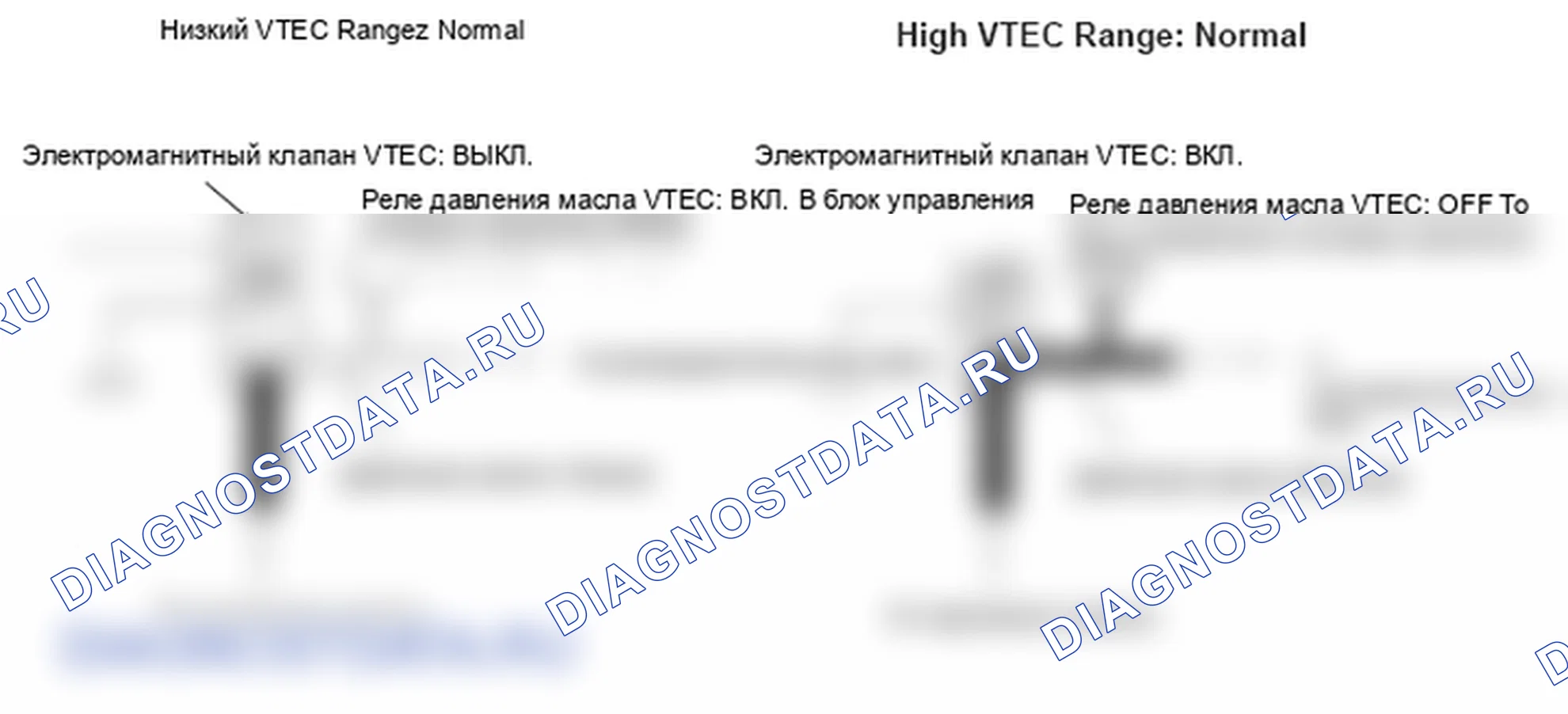 Рис. 316: Реле давления масла VTEC - принципиальная схема. Honda Ridgeline I