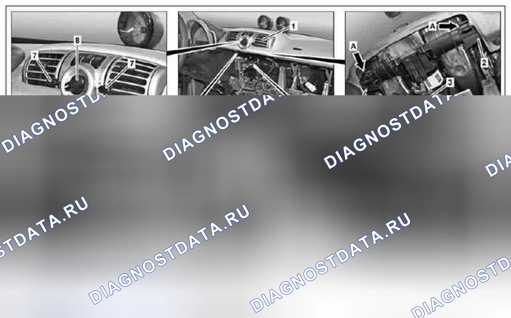 Рис. 16: Демонтаж / монтаж центральной воздушной форсунки - AR68.10-P-1150MCF. Kia Soul I