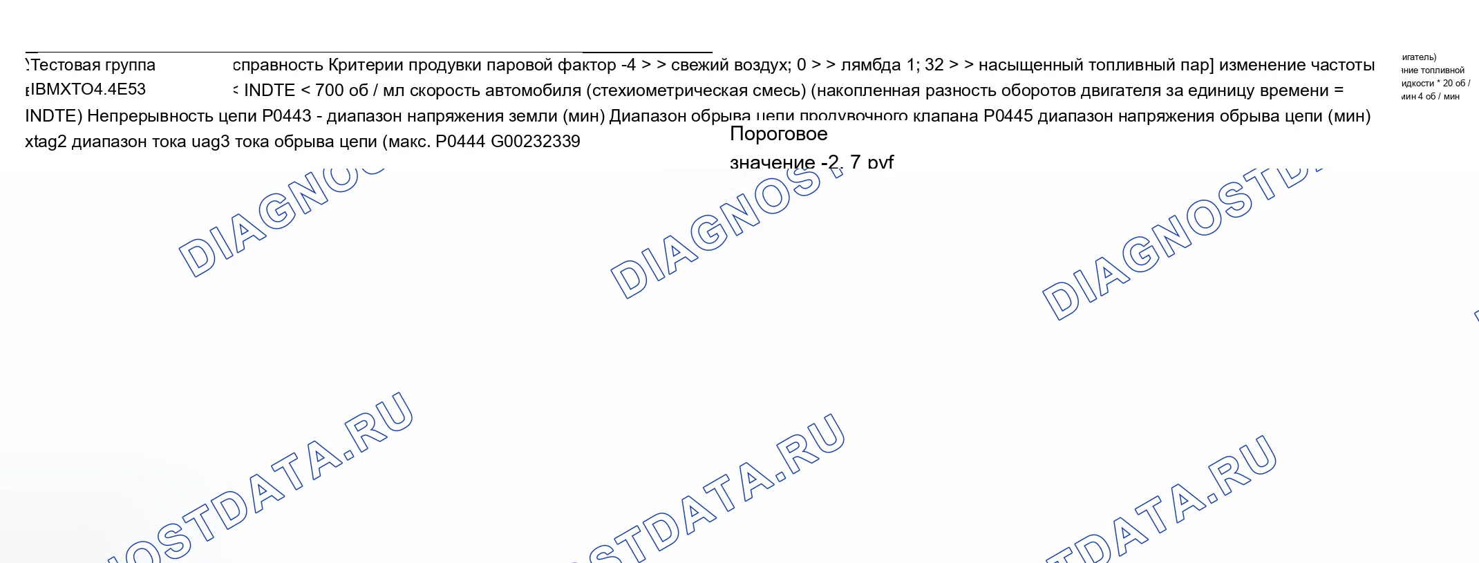 Рис. 202: Диаграмма расшифровка кода ошибки Тип двигателя: M62B44 LEV/Испытательная группа: 1BMXT04.4E53-2 из 8). BMW X5 E53