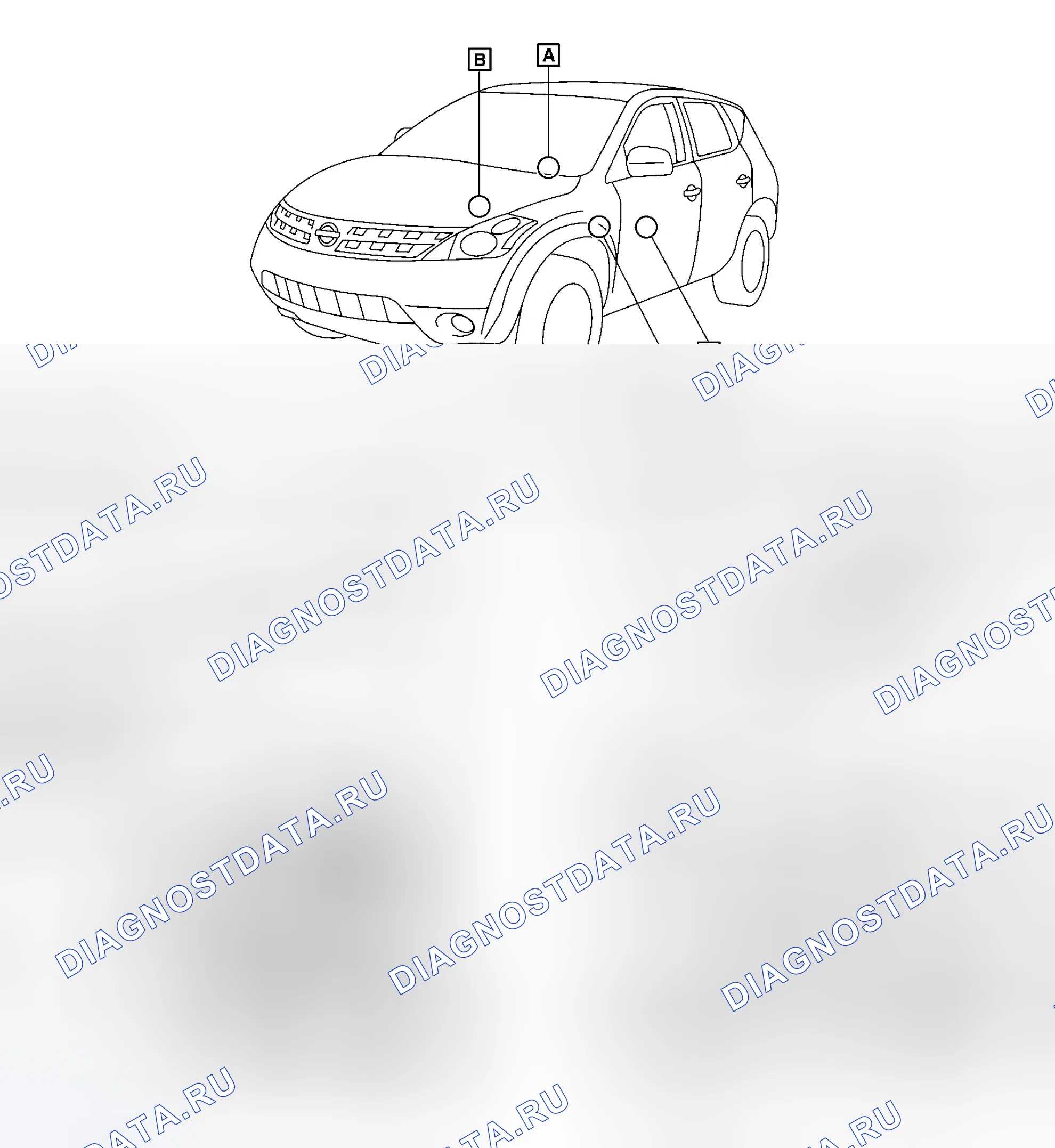Рис. 28: Расположение электрических частей. Nissan Murano Z50