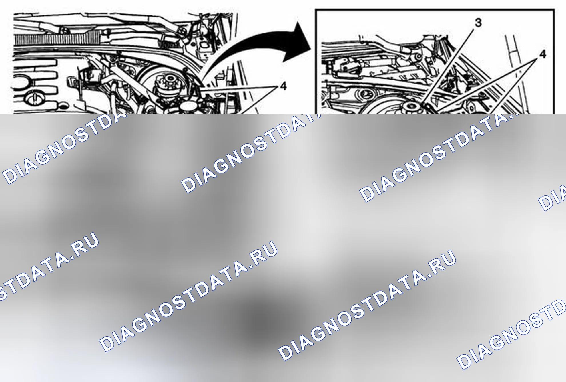 Рис. 60: Замена кабеля расцепления первичной защелки капота. Cadillac ATS I