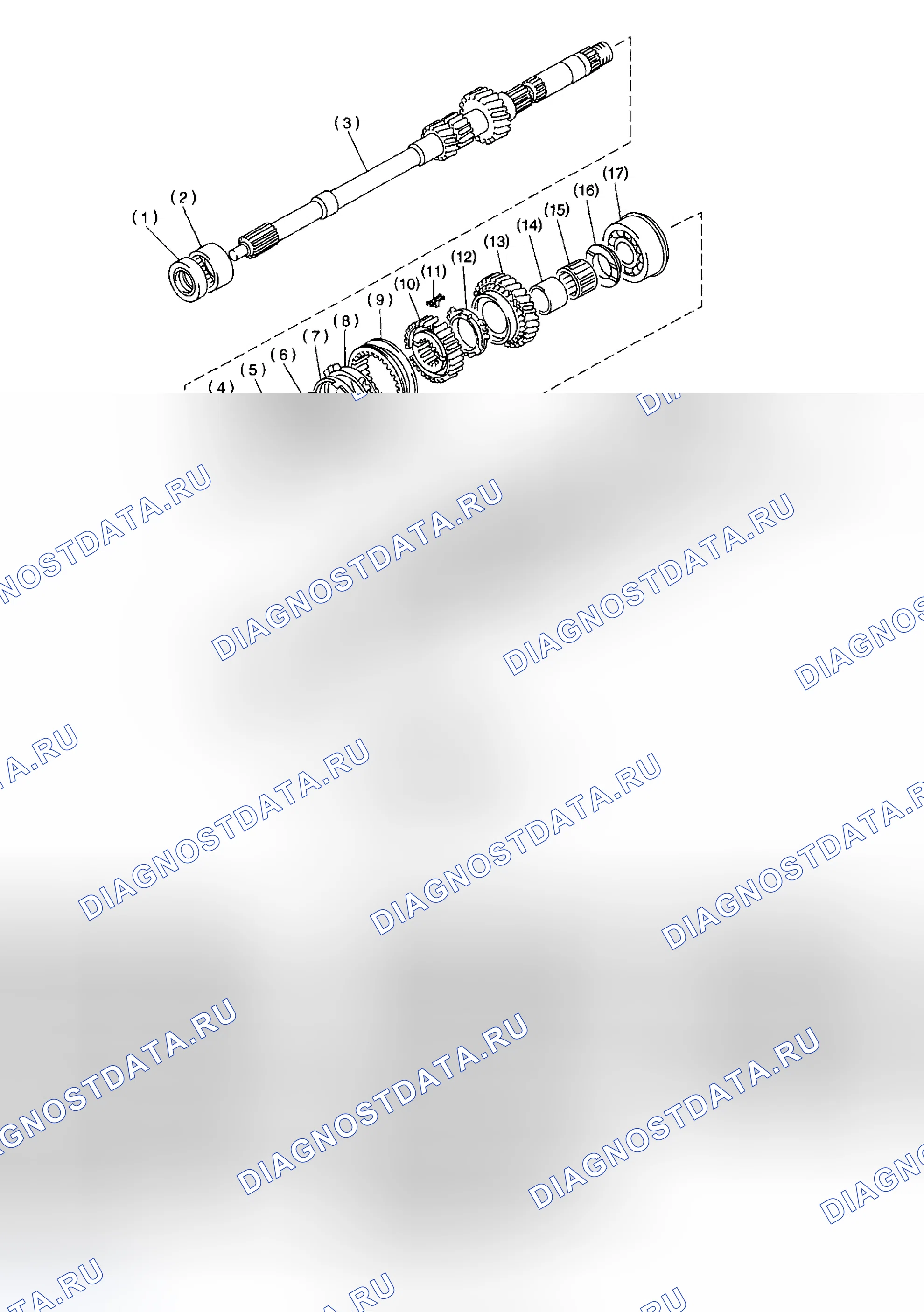 Рис. 202: ГЛАВНЫЙ ВАЛ В СБОРЕ. Subaru Impreza GD/GC/GG рестайлинг