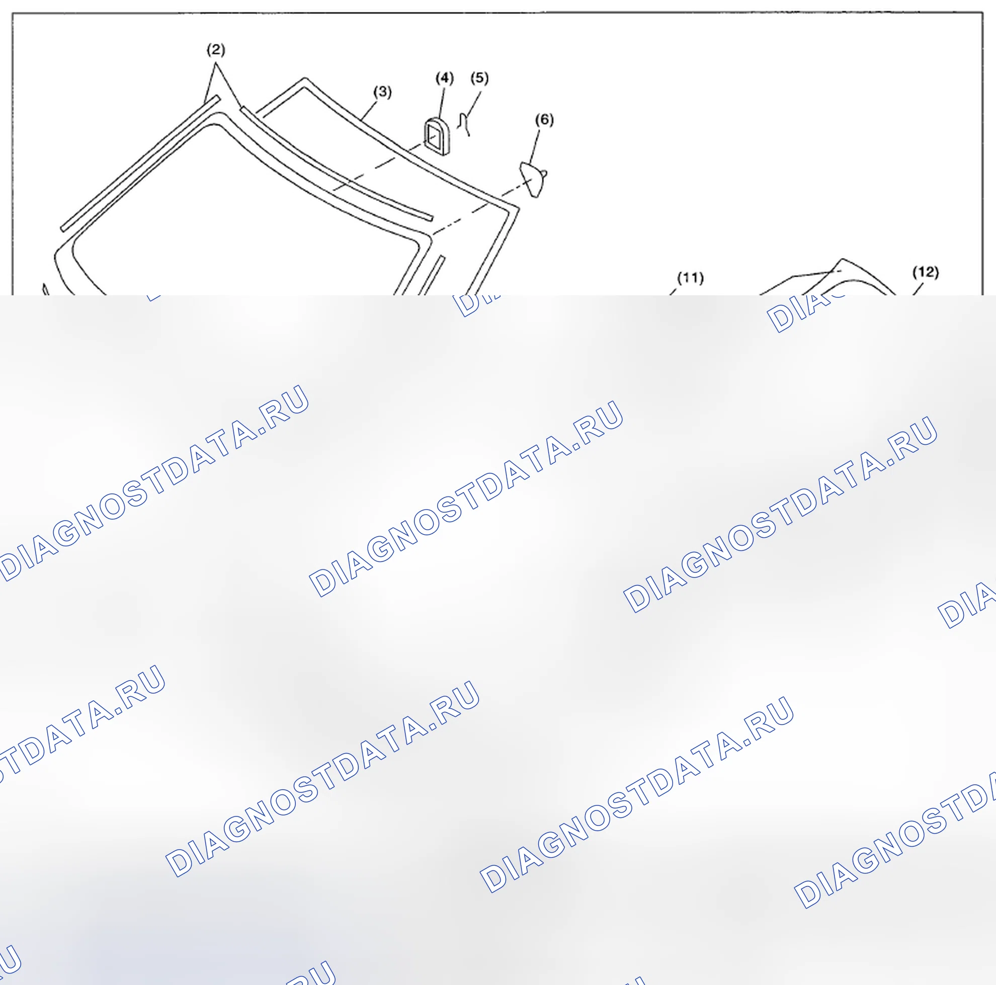 Рис. 1: НЕПОДВИЖНОЕ СТЕКЛО (МОДЕЛЬ С 5 ДВЕРЯМИ). Subaru Impreza WRX GE рестайлинг