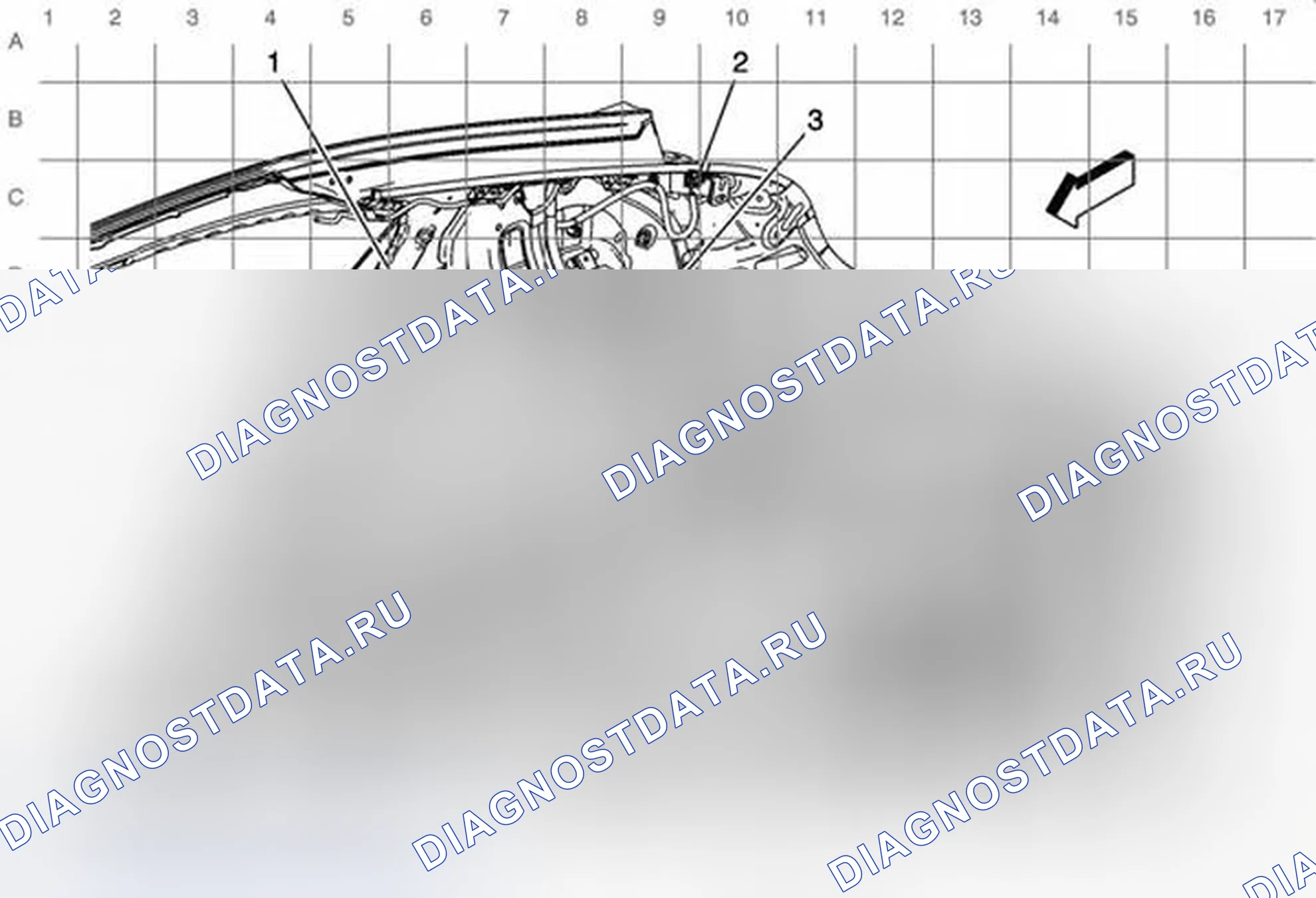 Рис. 163: Правая сторона кабельной трассы багажного отделения. Chevrolet Volt I