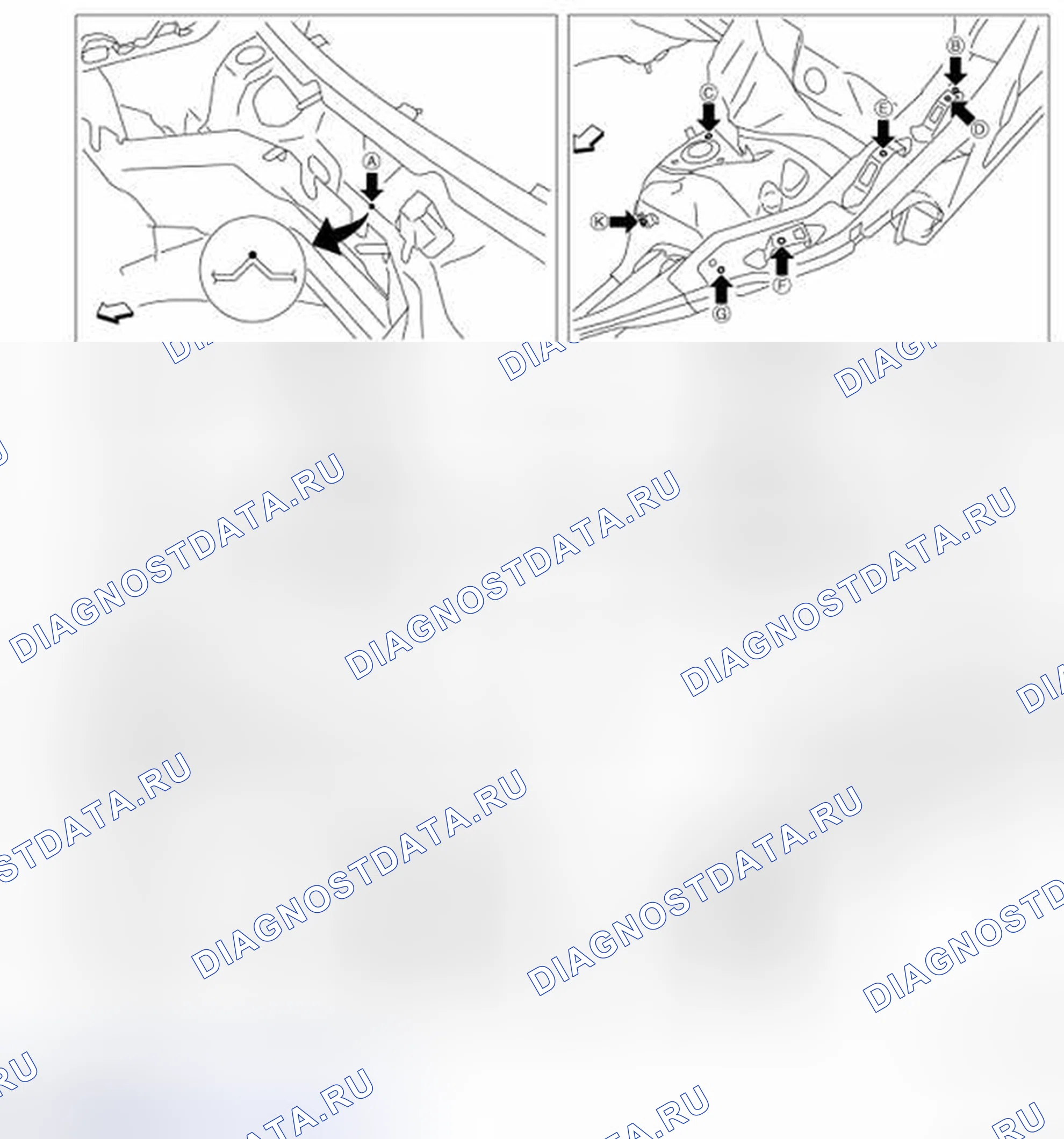 Рис. 267: ТОЧКИ ИЗМЕРЕНИЯ. Infiniti EX37 I