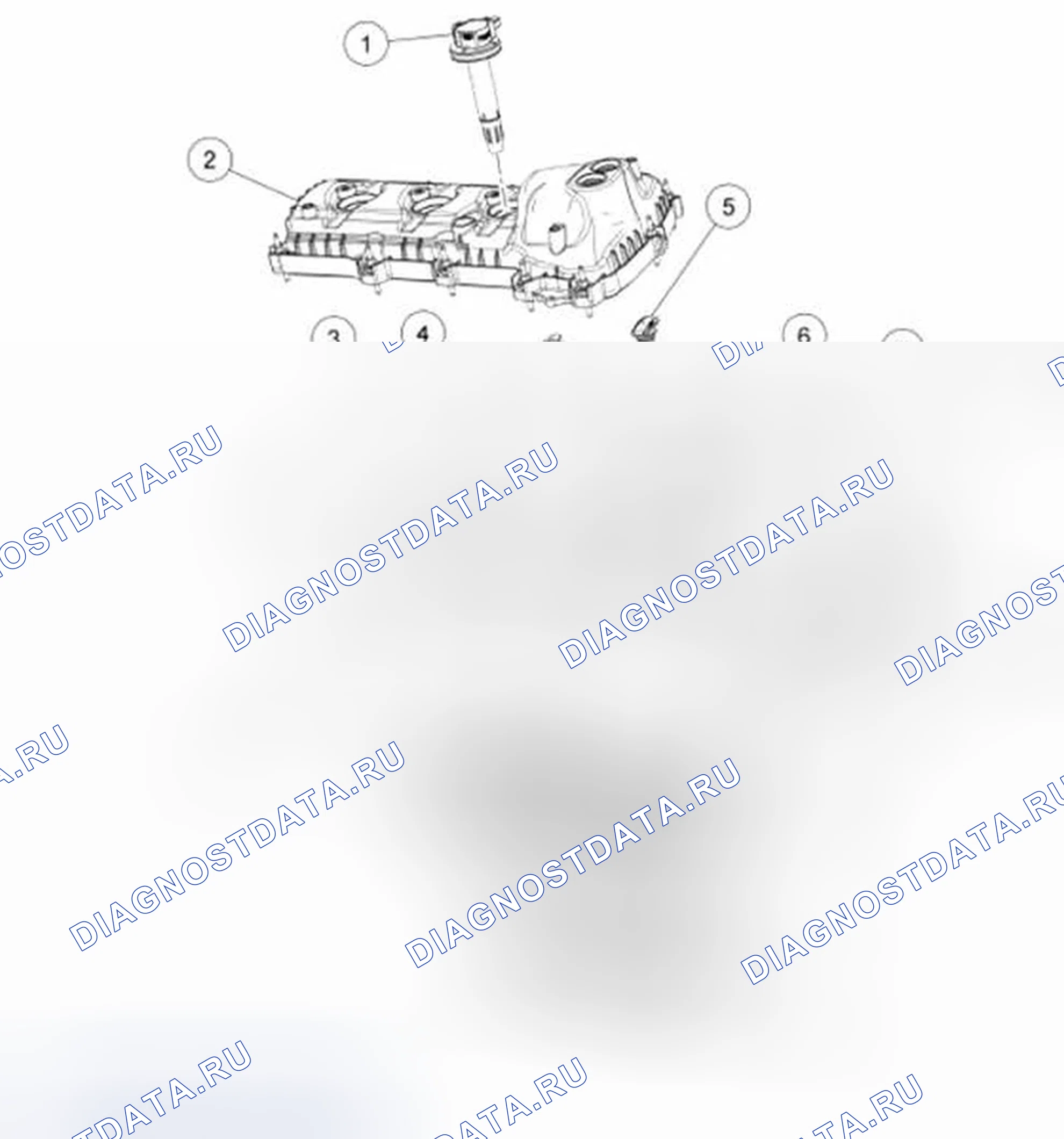 Рис. 438: Верхняя часть двигателя - правая головка цилиндра. Ford Explorer V