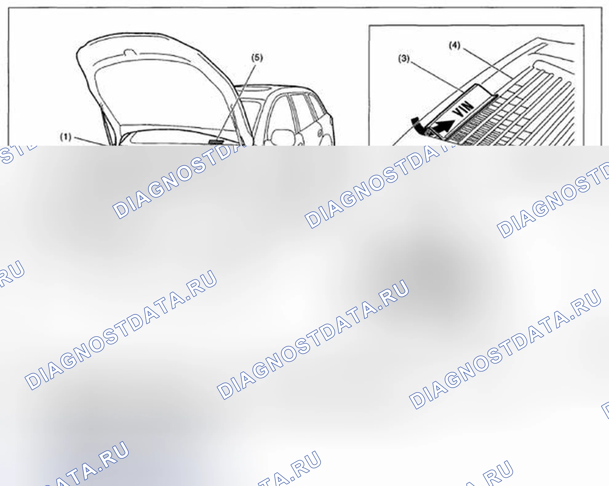 Рис. 1: РАСПОЛОЖЕНИЕ ИДЕНТИФИКАЦИОННОГО НОМЕРА И ЭТИКЕТКИ. Subaru Legacy BM/BR