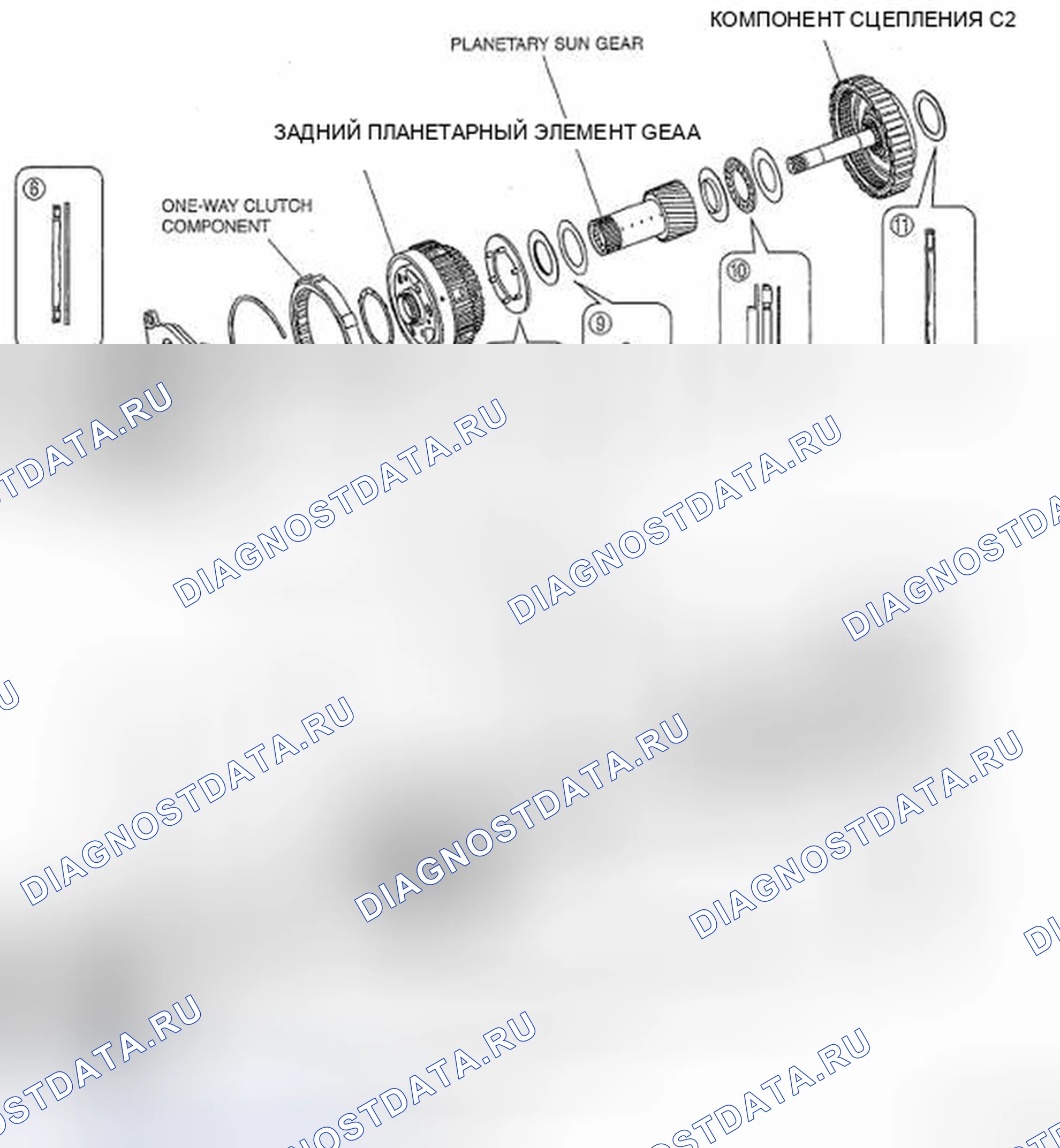 Рис. 121: Расположение подшипников и колец. Mazda CX-7 I