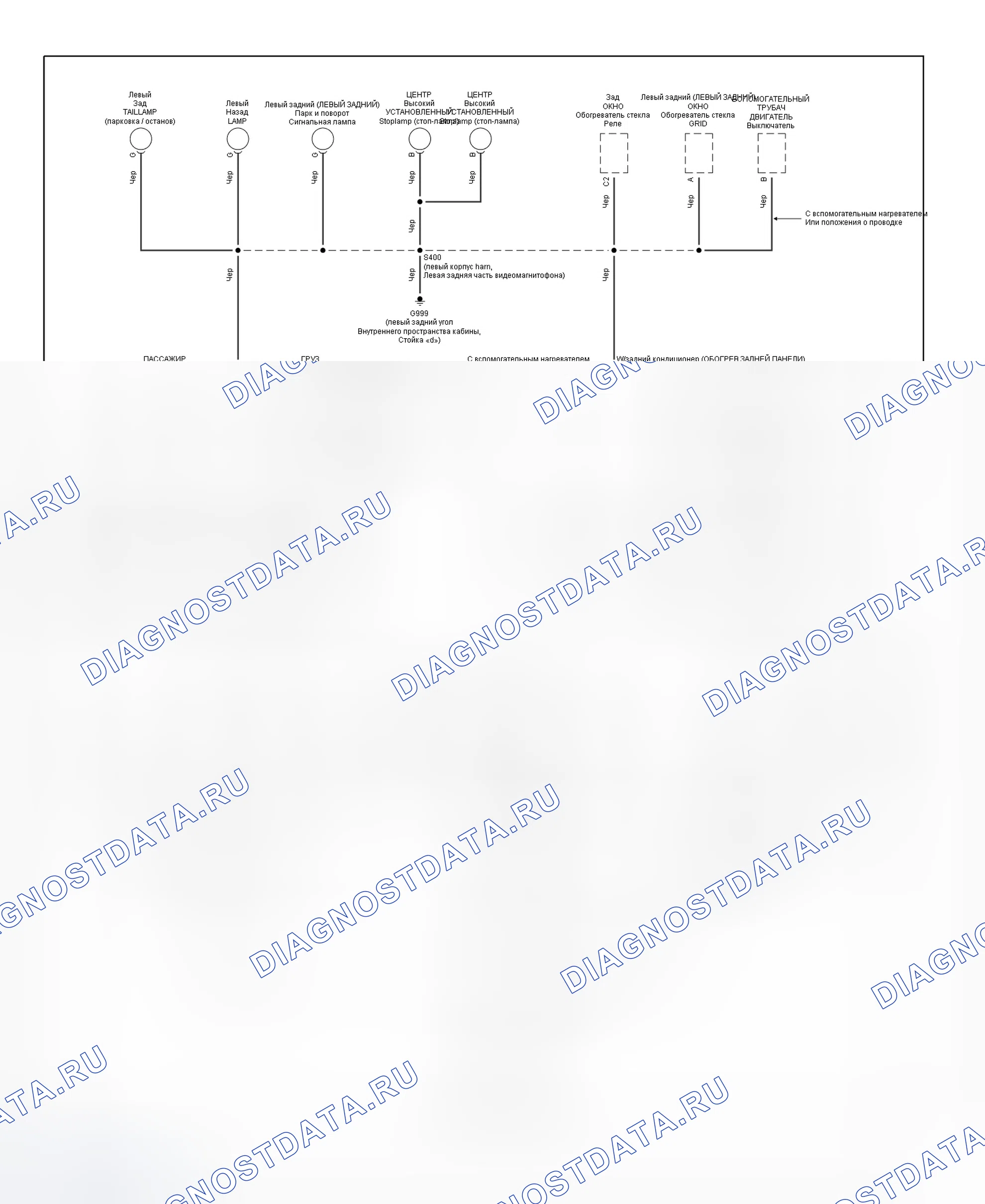 Рис. 68: Схема разводки заземления (Express и Savana - 4 из 4). Chevrolet Cavalier III