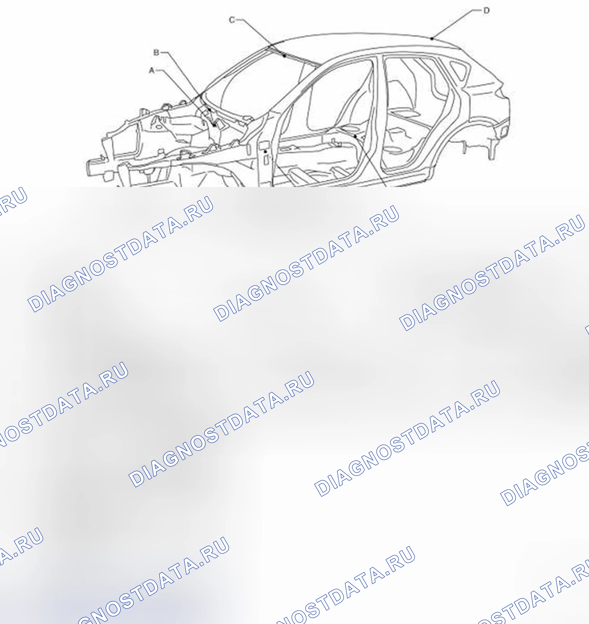 Рис. 264: Метки центра тела. Infiniti EX37 I