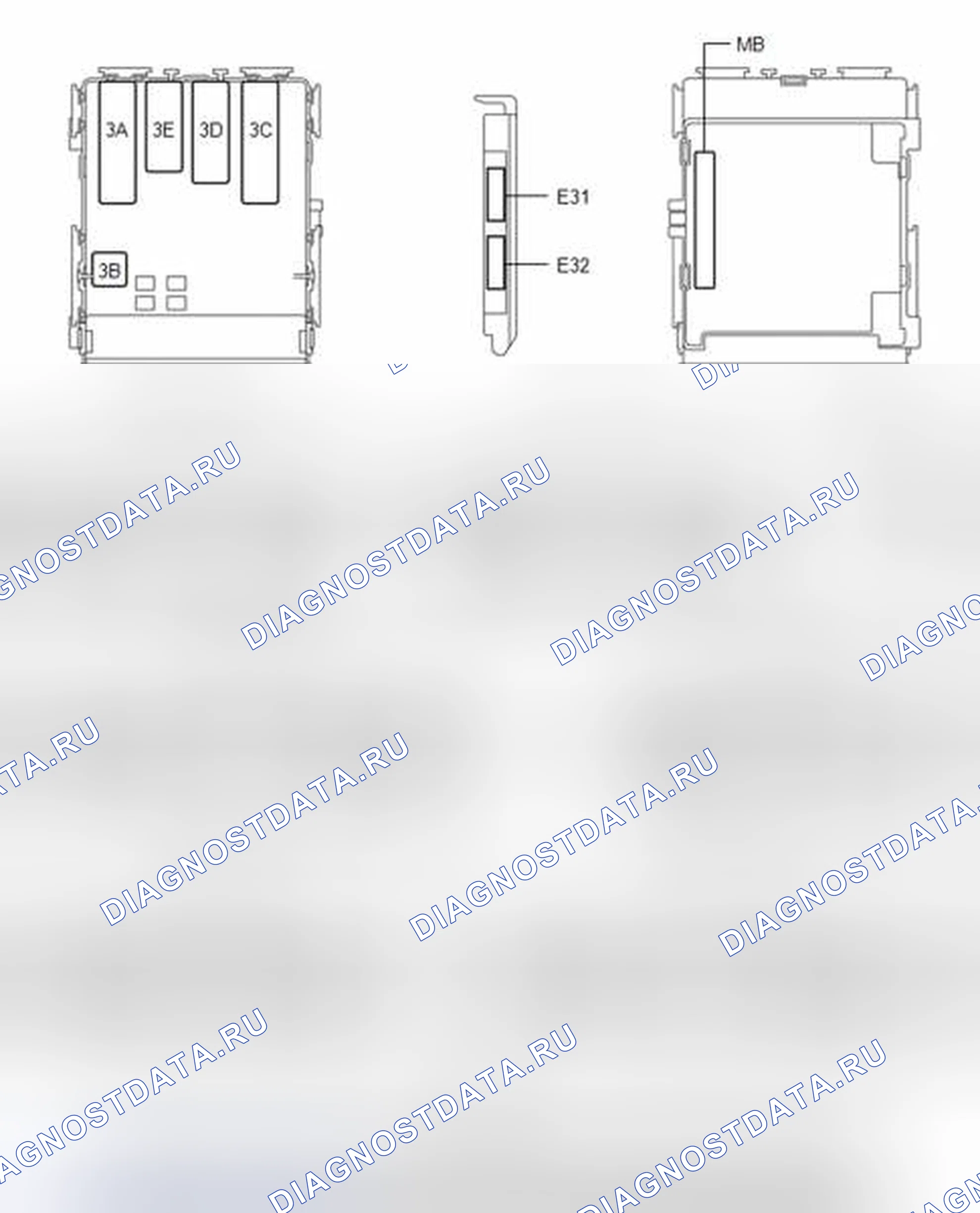 Рис. 102: ТЕРМИНАЛЫ блока управления (ЭБУ) [08 / 2013 -]. Toyota Corolla XI