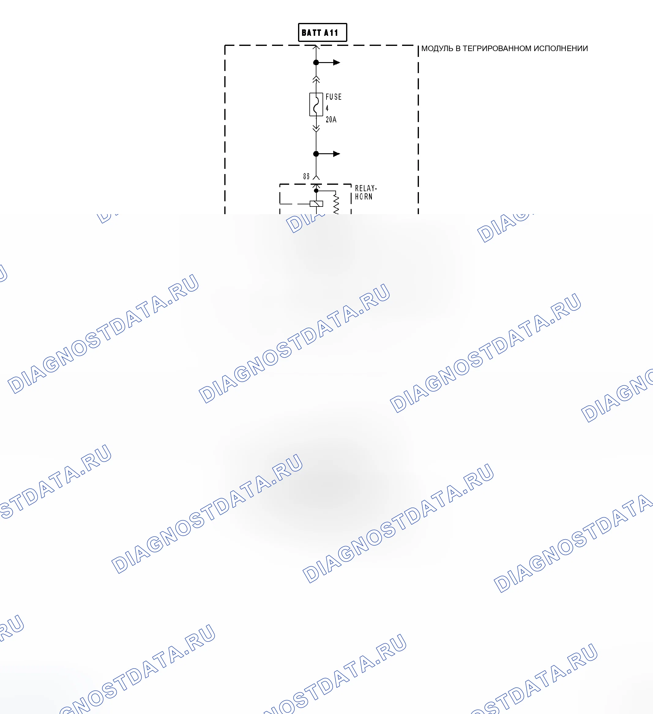 Рис. 6: B2338-ЦЕПЬ УПРАВЛЕНИЯ звуковым сигналом РАЗОМКНУТА - FCM. Dodge Magnum I