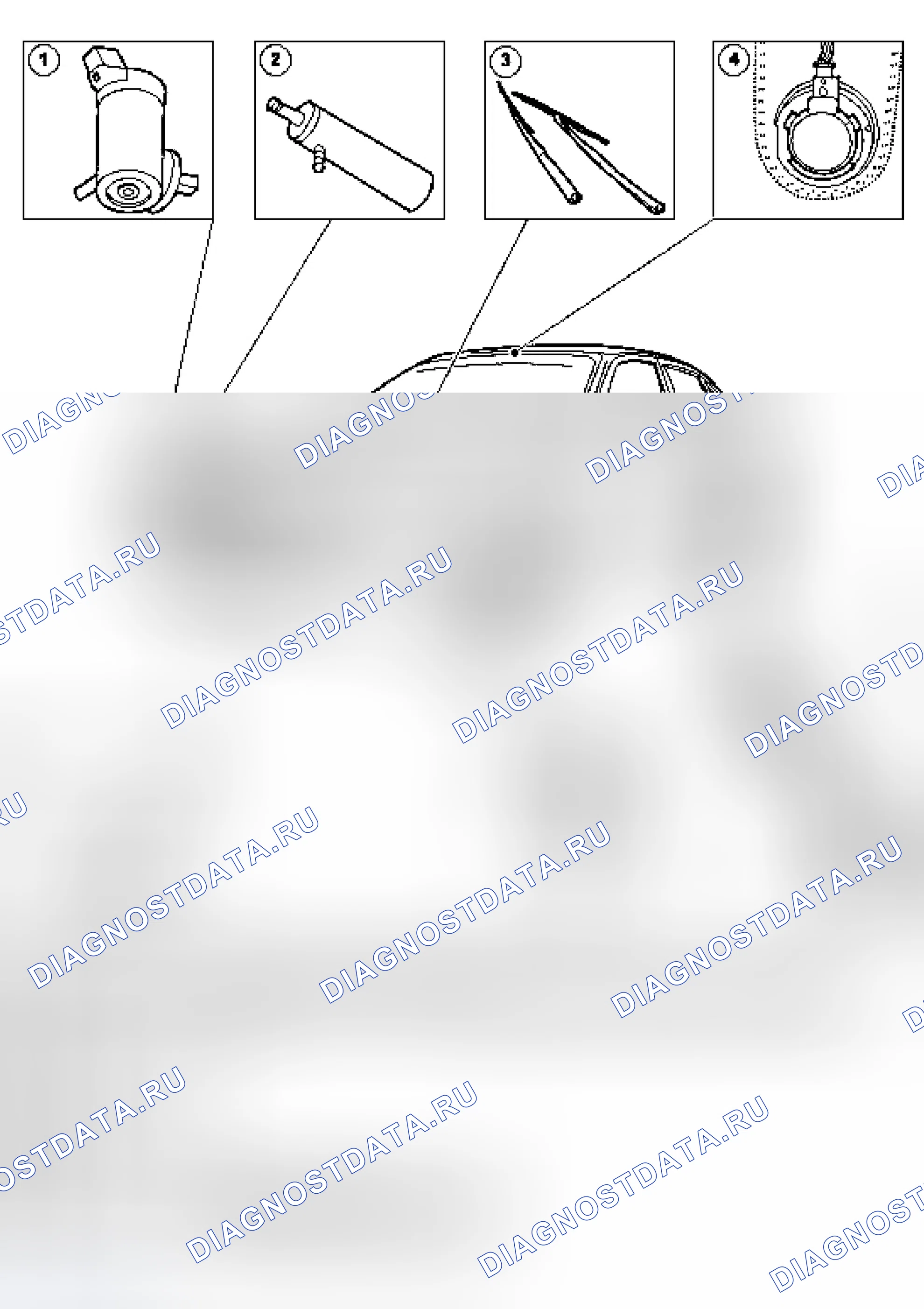 Рис. 1: Стеклоочистители и омыватели - VIN Диапазон: G00442- > G45703. Jaguar XJR III