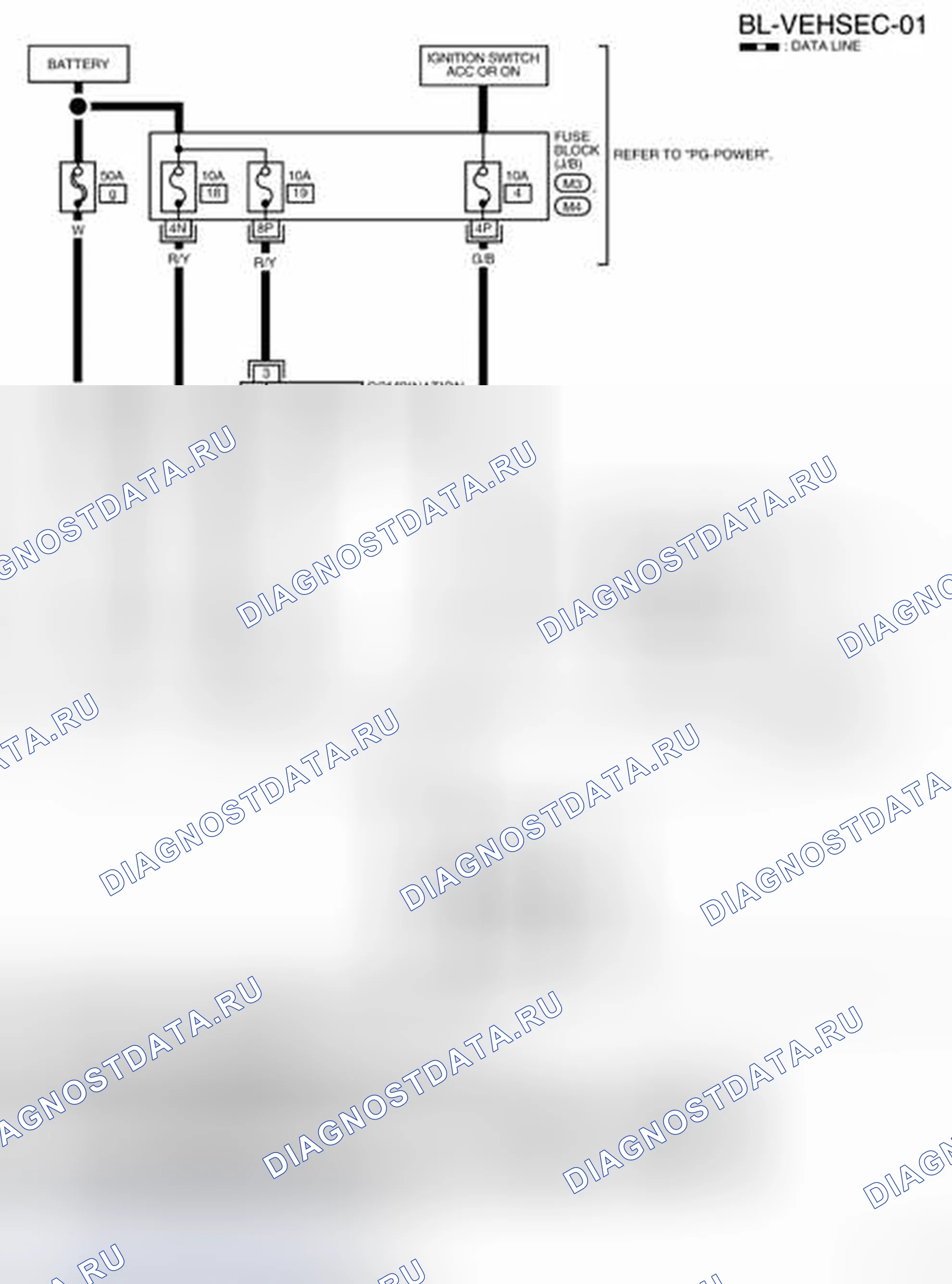 Рис. 90: Bl-VEHSEC-01 - электросхема (кабина управления). Nissan Frontier D40
