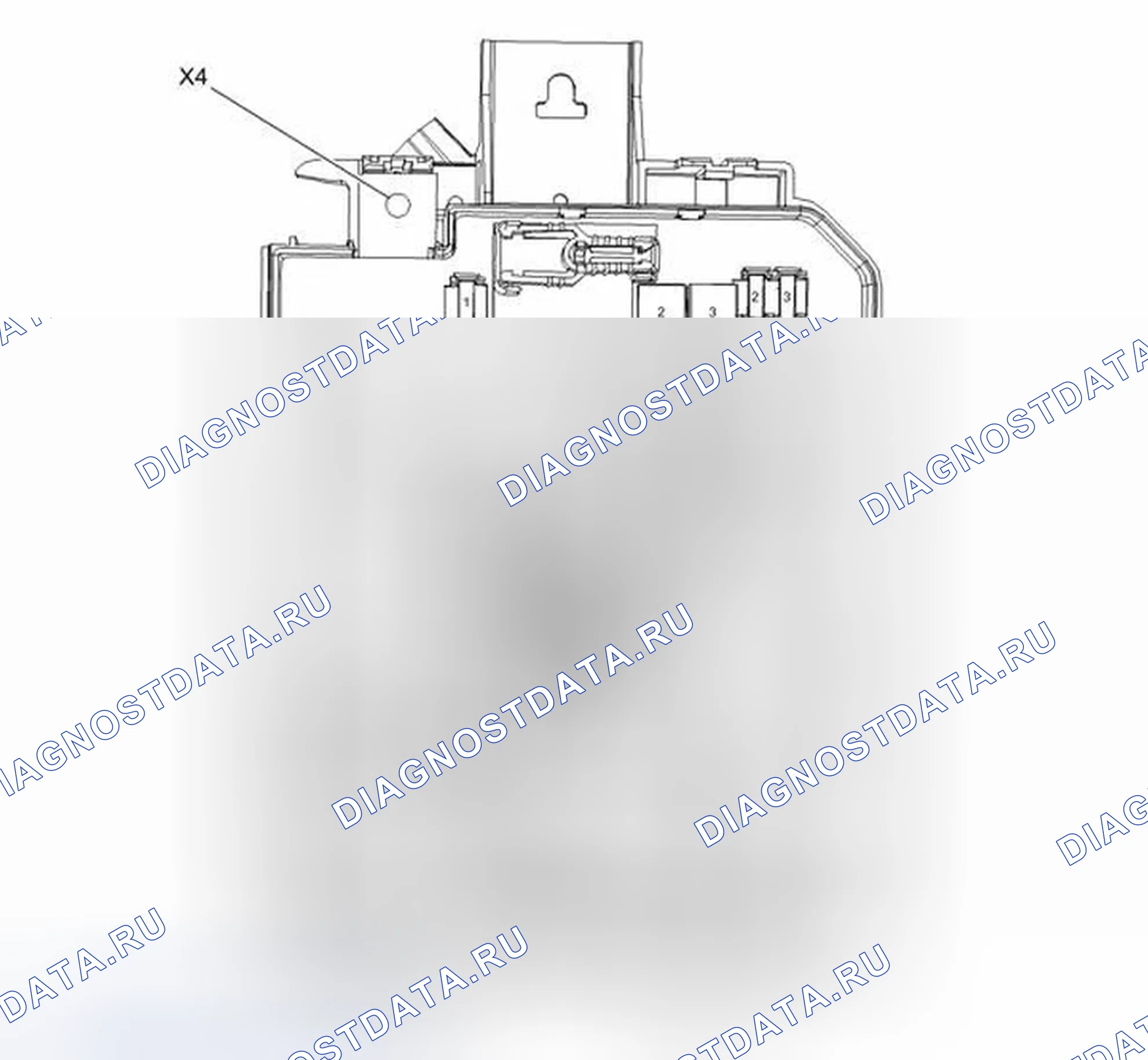 Рис. 2: Блок предохранителей X50A - под капотом, вид сверху. Buick Encore I