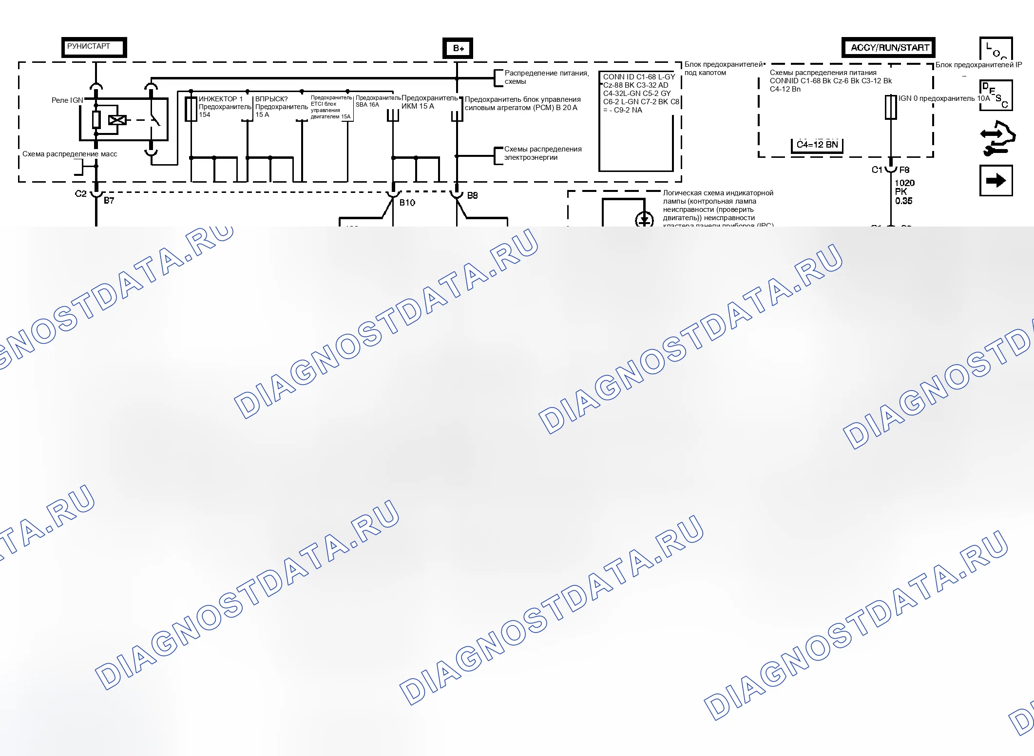 Рис. 238: Схема управления двигателем. GMC Sierra Classic 3500 