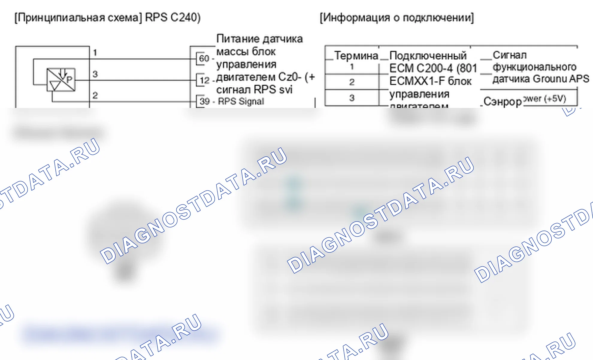 Фрагмент электросхемы: Датчик давления на рейке (RPS). Hyundai Santafe Sport DMA