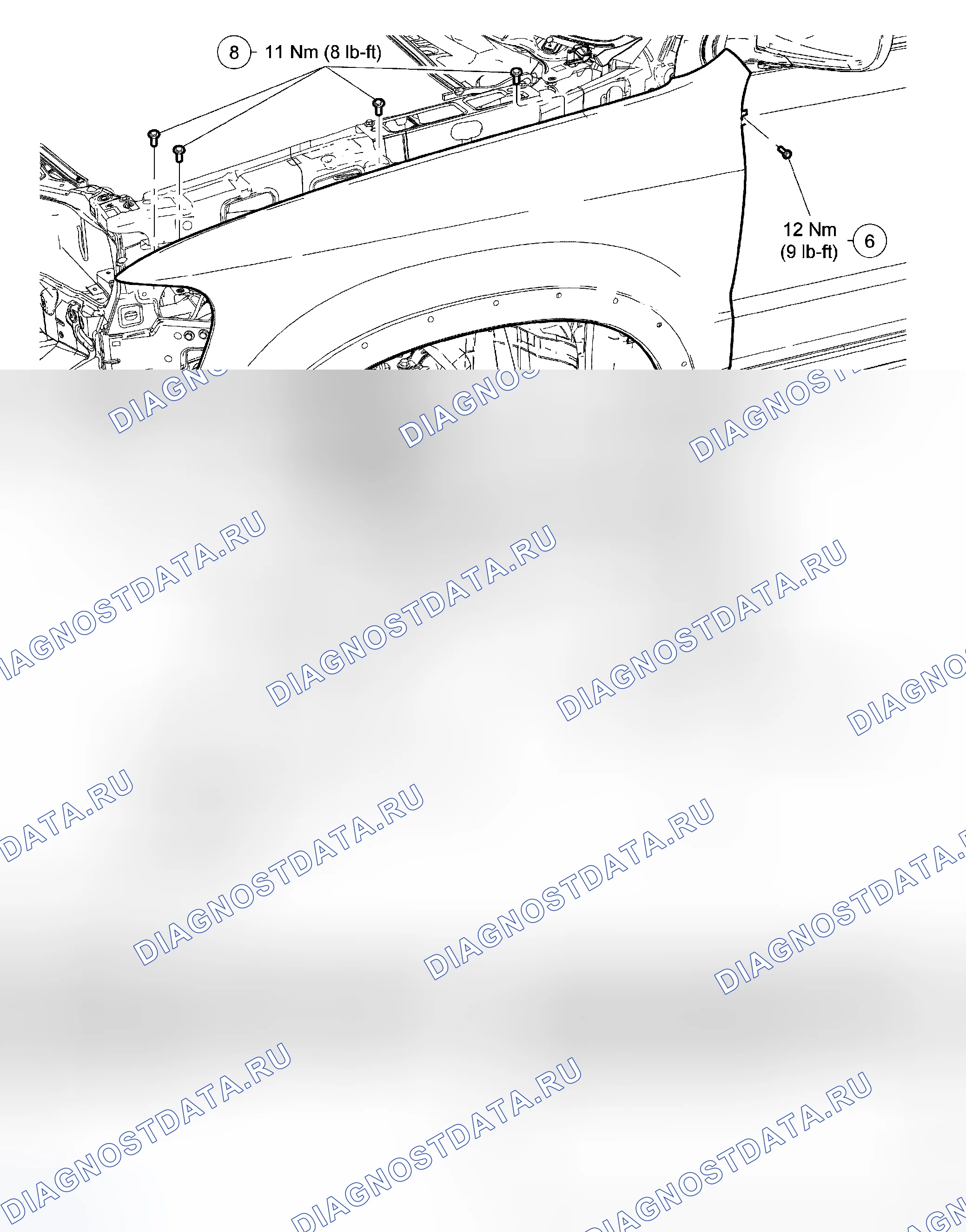 Рис. 5: Передние торцевые панели кузова - разнесенный вид. Hyundai Matrix I