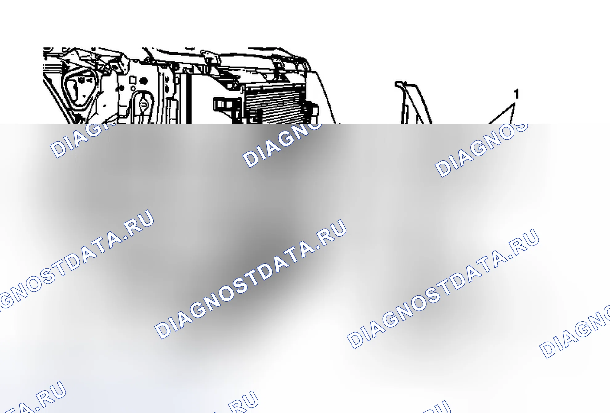 Рис. 8: Замена воздушной перегородки радиатора - правая сторона. Cadillac SRX II
