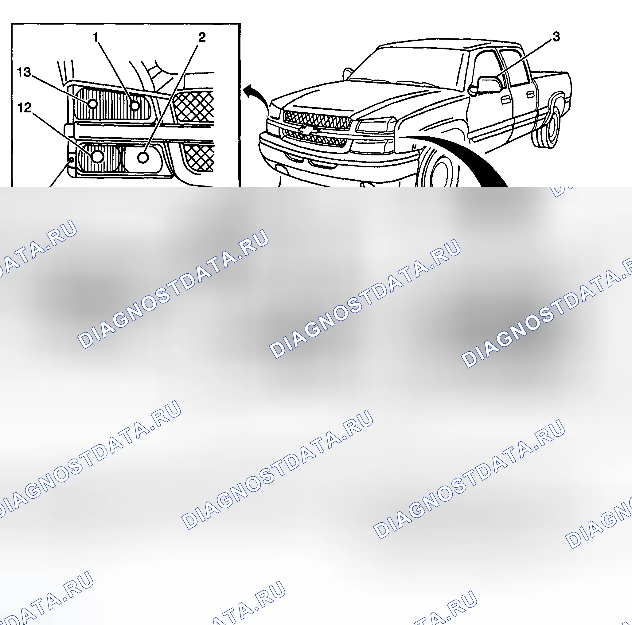 Рис. 51: Виды компонентов систем освещения. Chevrolet Silverado 1500 HD 