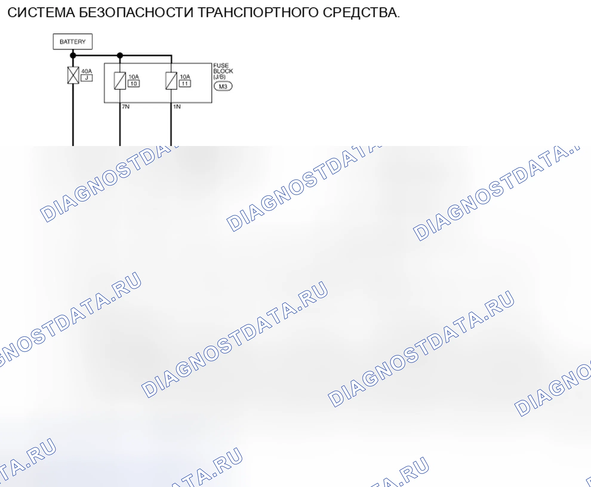 Рис. 438: Идентификация системы безопасности транспортного средства - электросхема (1 из 8). Nissan Altima L32