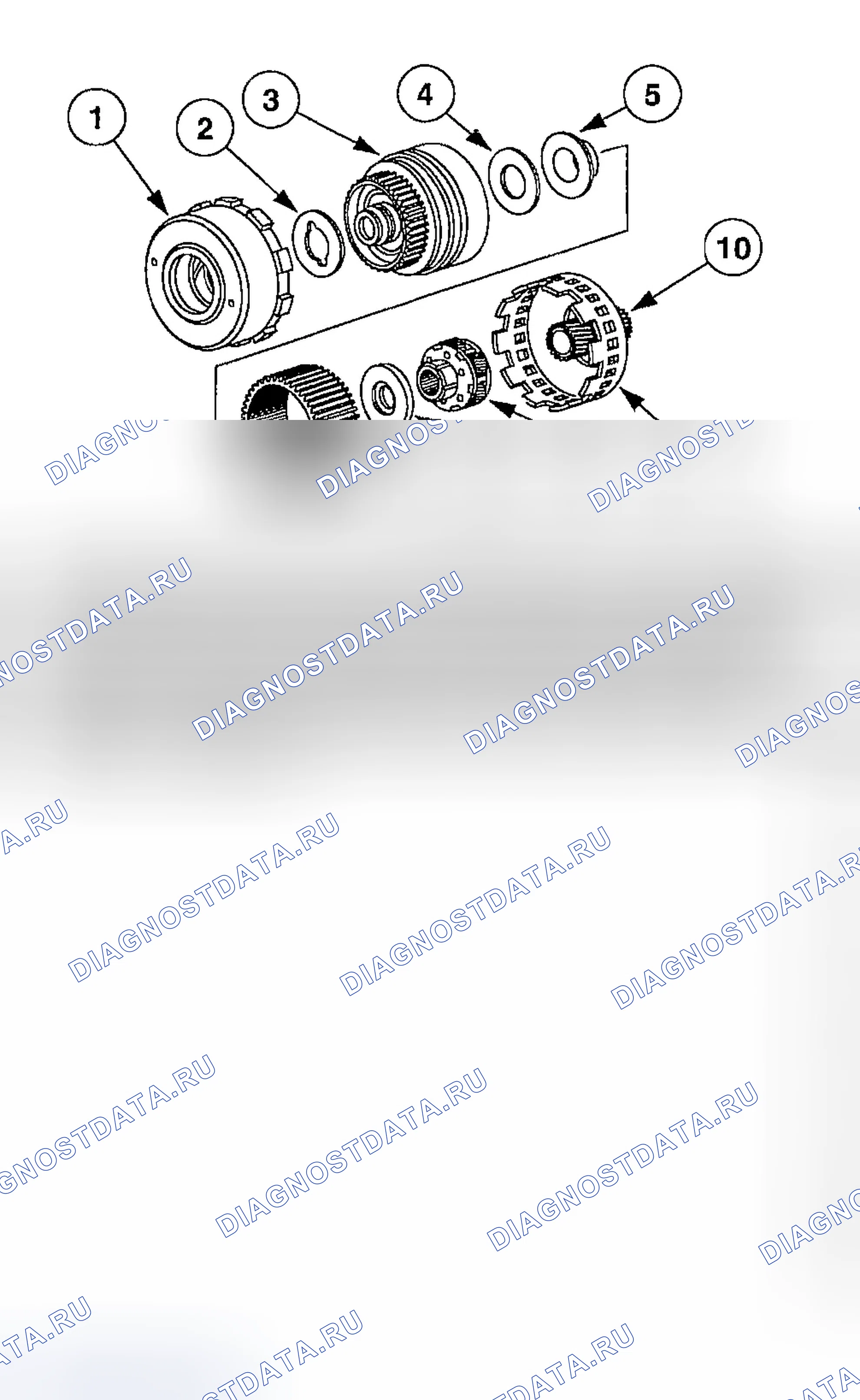 Рис. 720: Планетарная зубчатая передача - вперед. Ford Explorer Sport Trac I