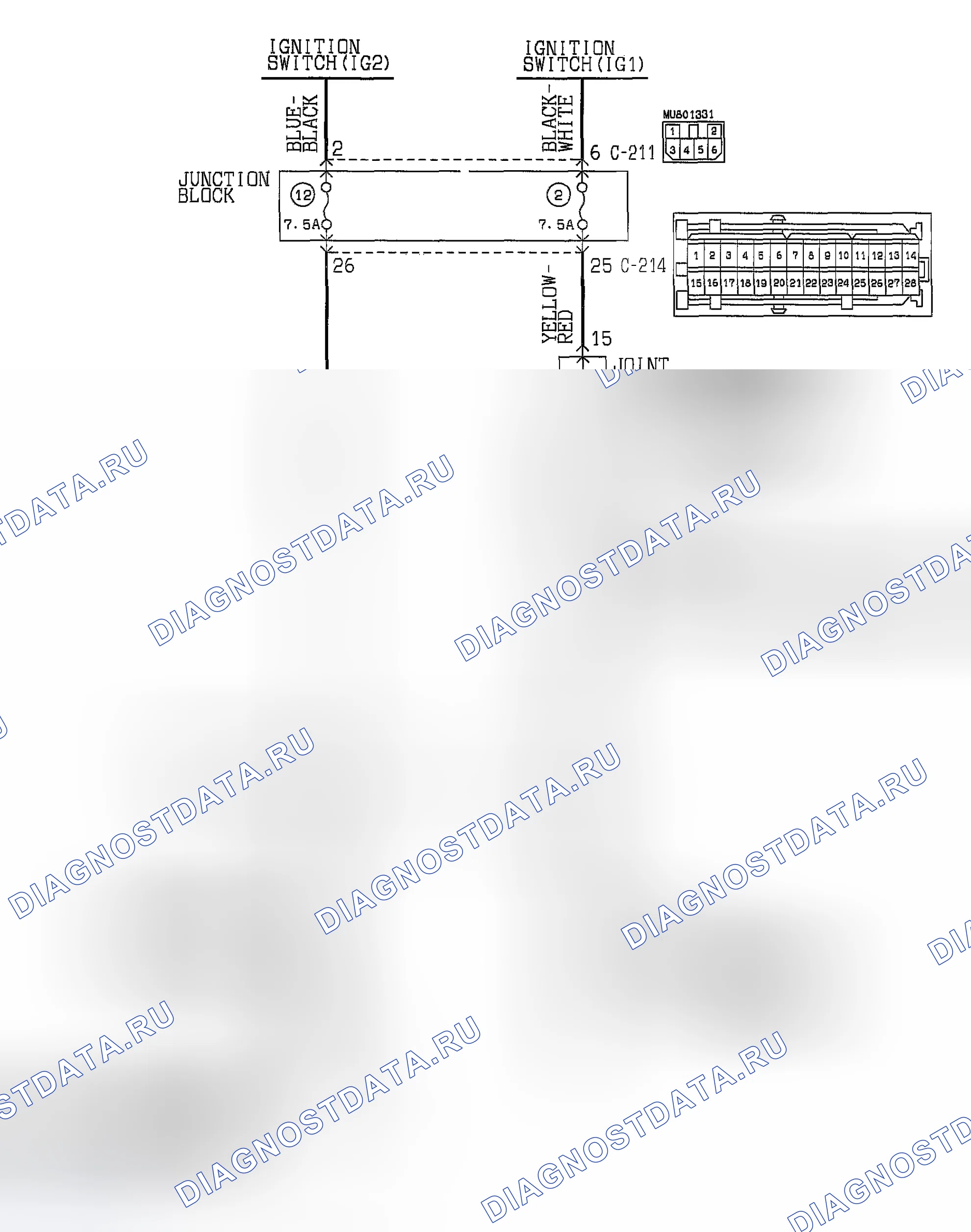 Рис. 179: Схема предупредительной световой сигнализации ABS. Mazda MX-30 I