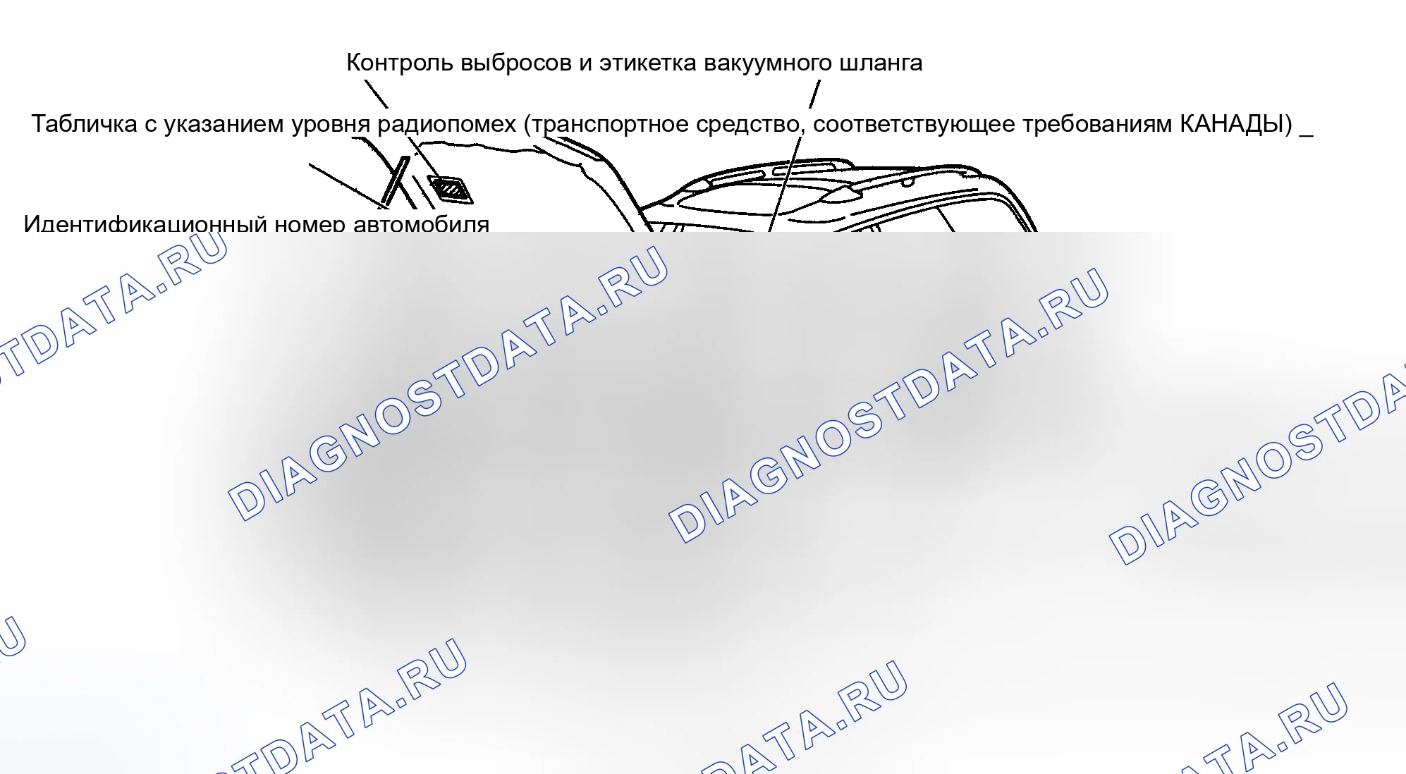 Рис. 1: ИДЕНТИФИКАЦИОННЫЕ НОМЕРА И РАСПОЛОЖЕНИЕ ЭТИКЕТОК. Hyundai Creta II