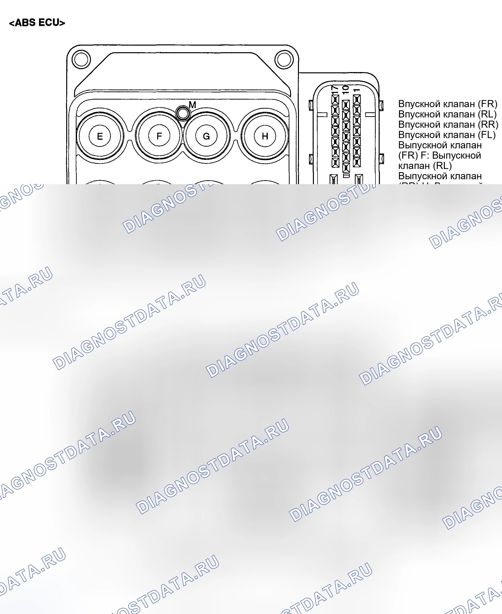 Рис. 33: ВНЕШНЯЯ СХЕМА HECU. Hyundai Santa Fe I