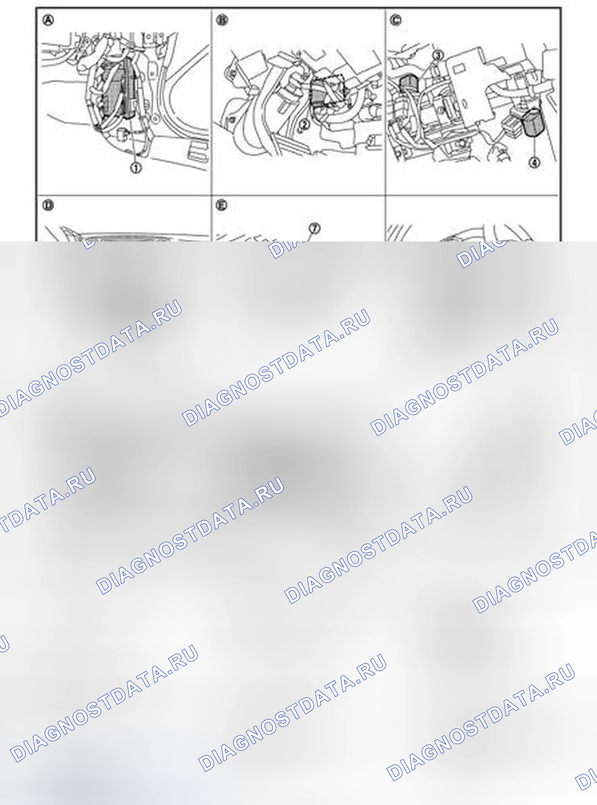 Рис. 19: ФУНКЦИЯ ПОМОЩИ ПРИ ВЫХОДЕ: Расположение компонентов. Infiniti QX50 I