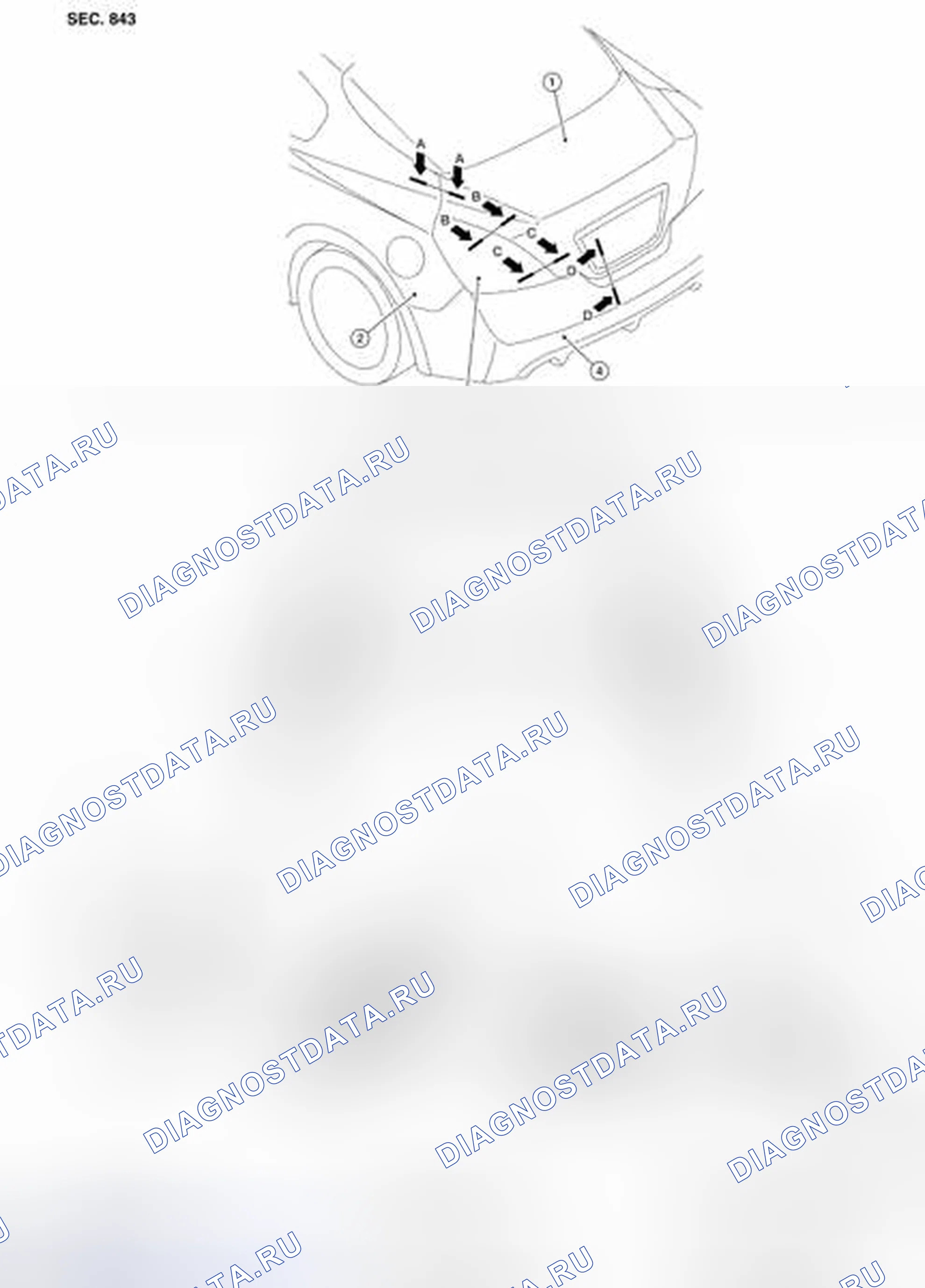 Рис. 377: УЗЕЛ КРЫШКИ БАГАЖНИКА: Регулировка. Nissan Altima L33