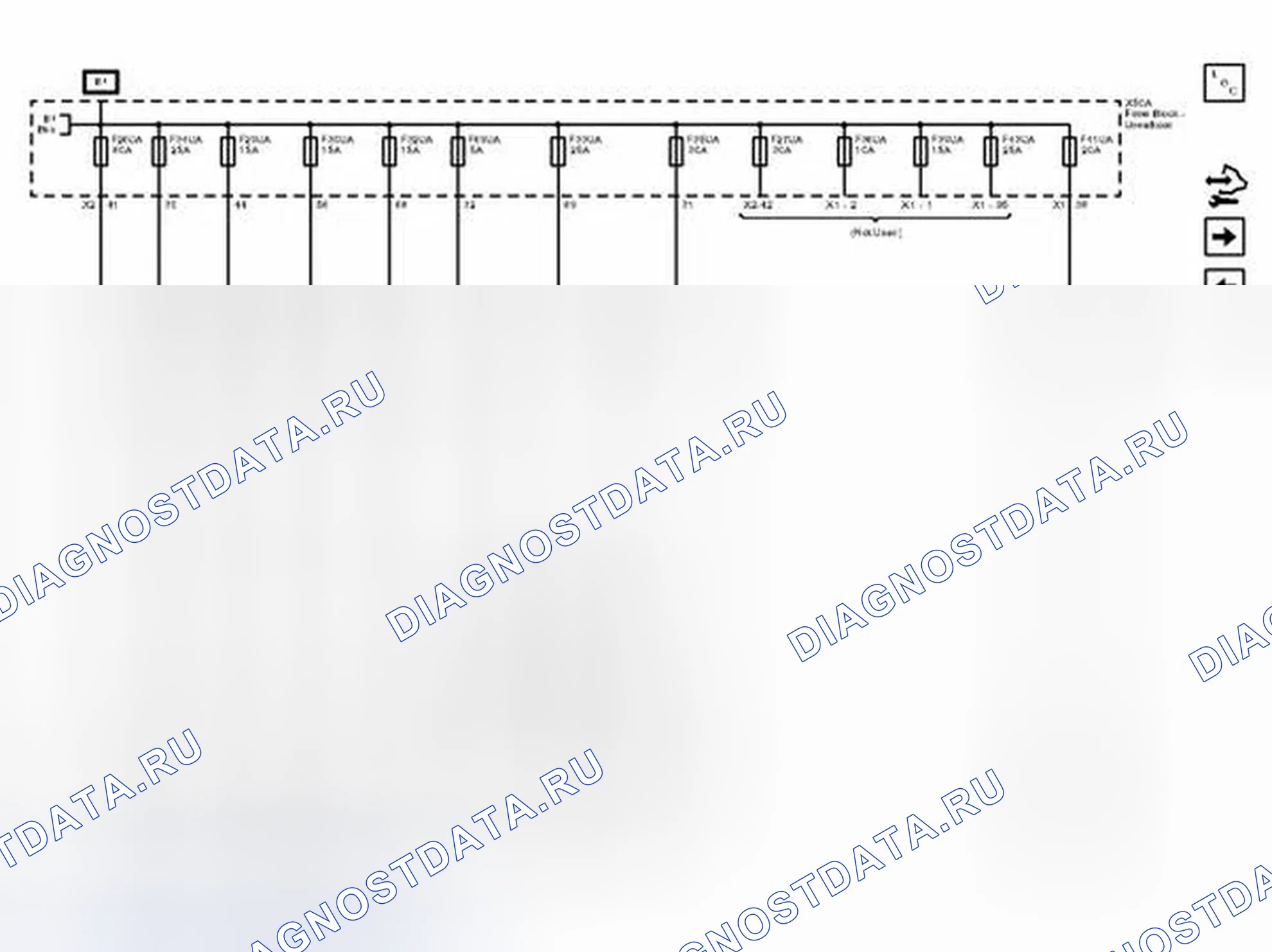 Рис. 81: F26UA, F27UA, F29UA, F30UA, F32UA, F33UA, F34UA, F35UA, F36UA, F39UA, 0, 1 и 2 Предохранители F41UA F43UA F69UA. Chevrolet Malibu VIII рестайлинг