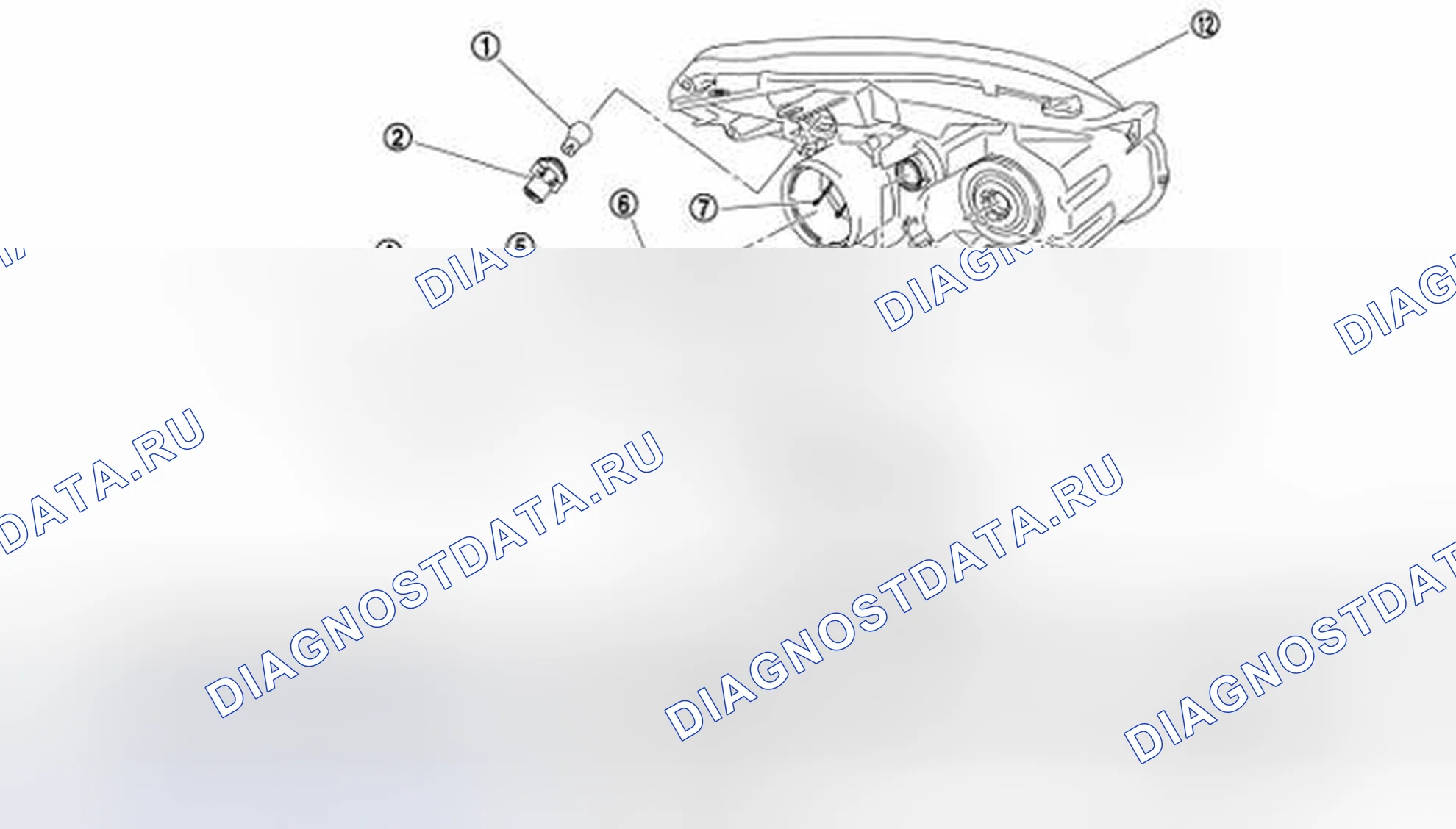 Рис. 58: Разобранный вид передней комбинированной лампы. Honda S-MX I