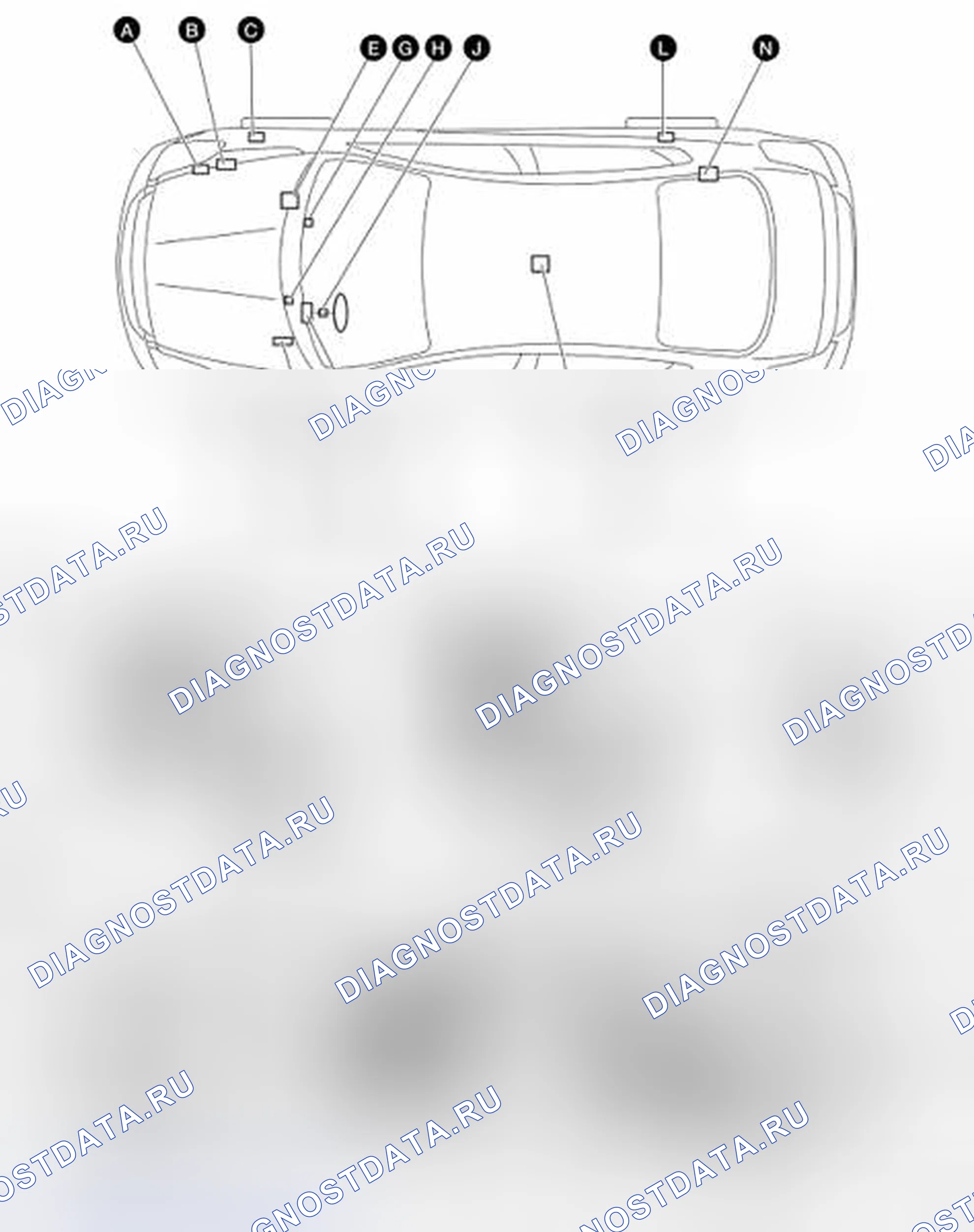 Рис. 74: Расположение компонентов. Nissan Altima L32