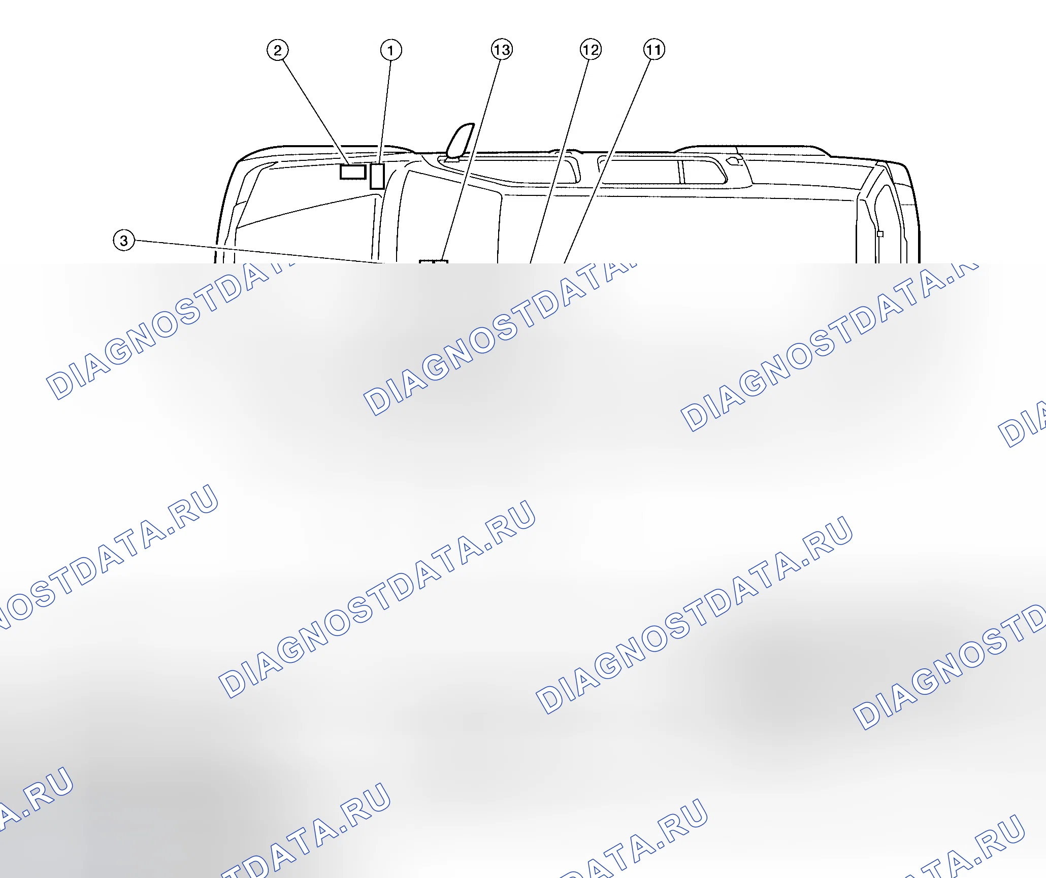 Рис. 2: Расположение компонентов и соединителей кабельных трасс. Honda Jazz AA I