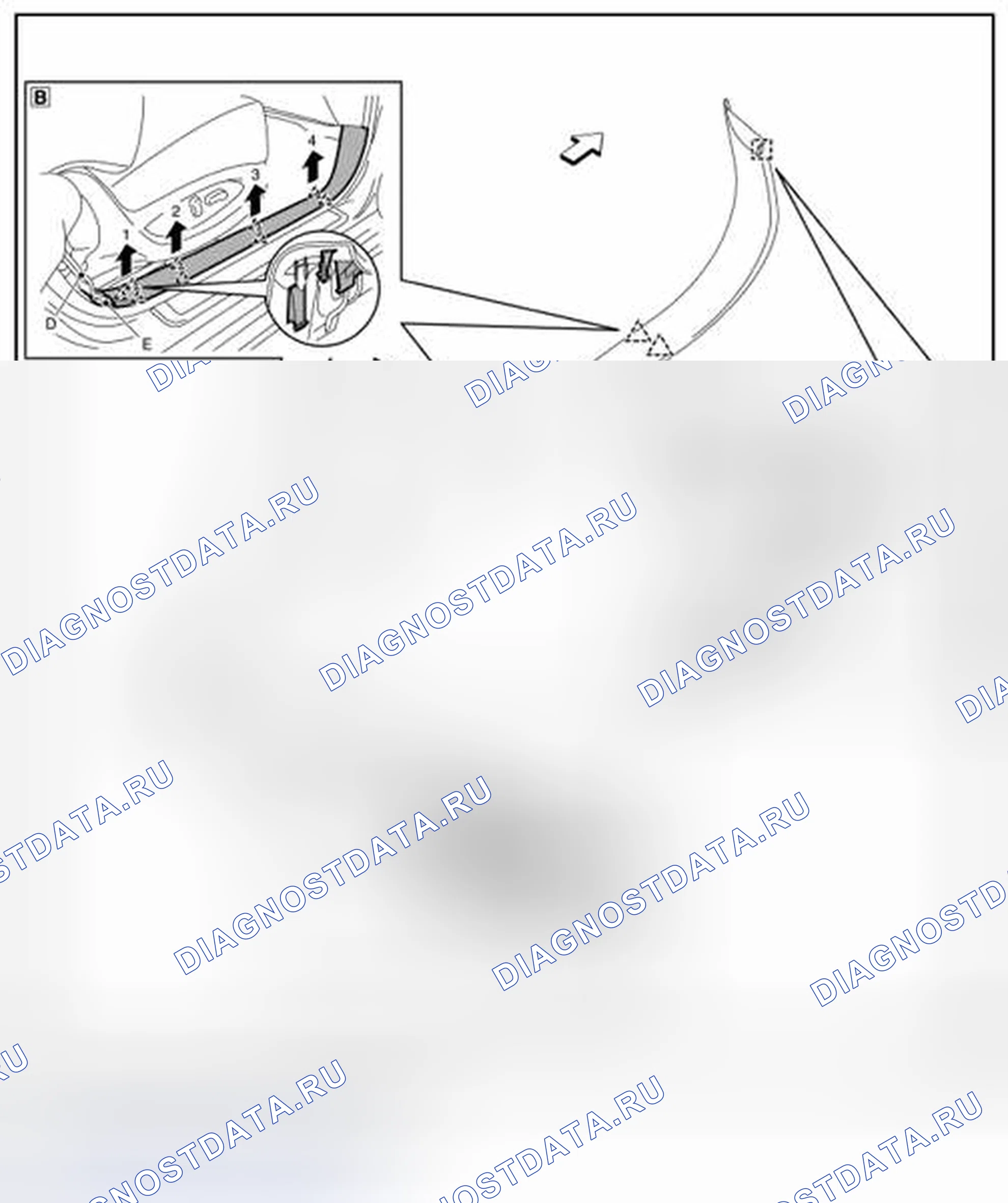 Рис. 106: ВНУТРЕННЯЯ ЧАСТЬ ПЕРЕДНЕЙ ОТКЛОНЯЮЩЕЙ ПЛАСТИНЫ. Infiniti EX37 I