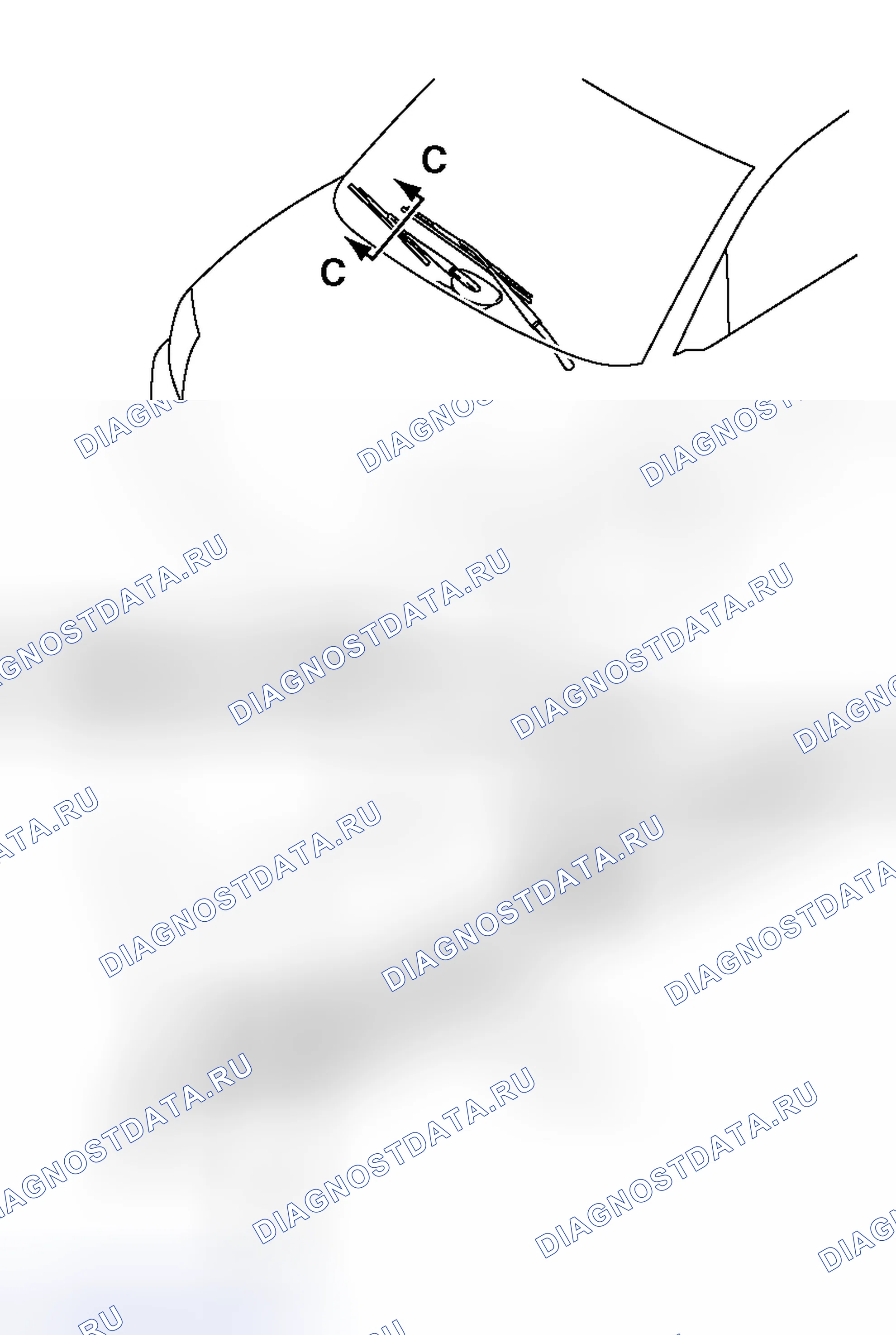 Рис. 45: > > B < < МОНТАЖ РЫЧАГА СТЕКЛООЧИСТИТЕЛЯ И УЗЛА ЩЕТКИ (ЛЕВ). Mitsubishi Endeavor I
